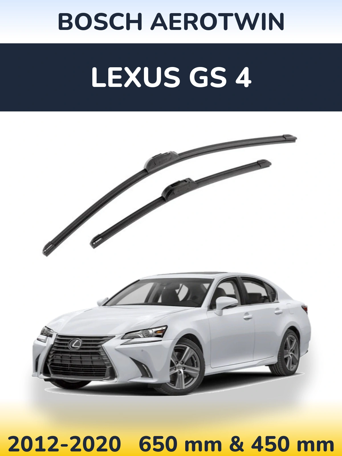 Front wiper blade set BOSCH AeroTwin 650 & 450 mm for Lexus GS 4 2012-2020