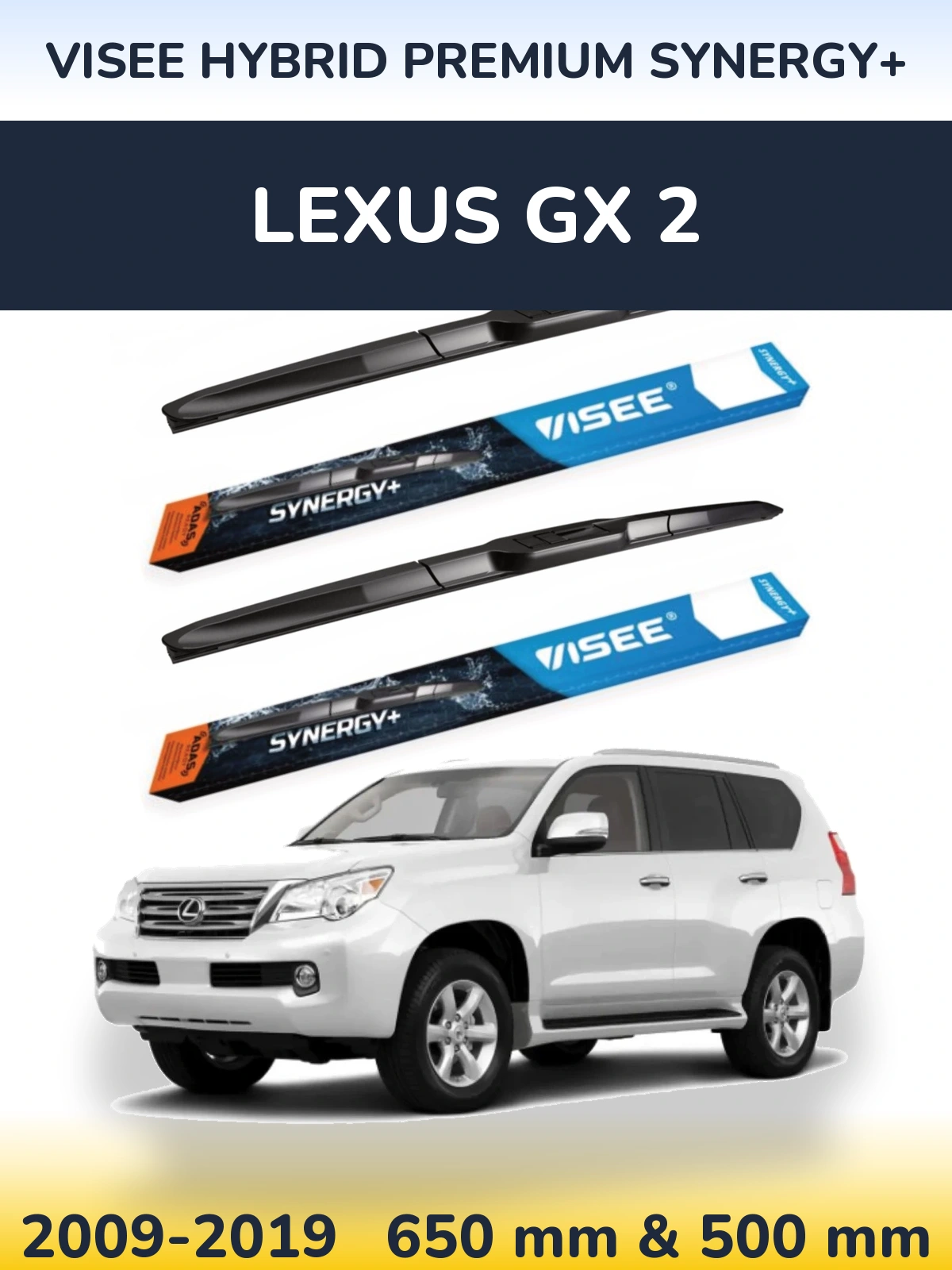 Komplet przednich wycieraczek VISEE HYBRID PREMIUM SYNERGY+ 650 & 500 mm do Lexus GX 2 2009-2019