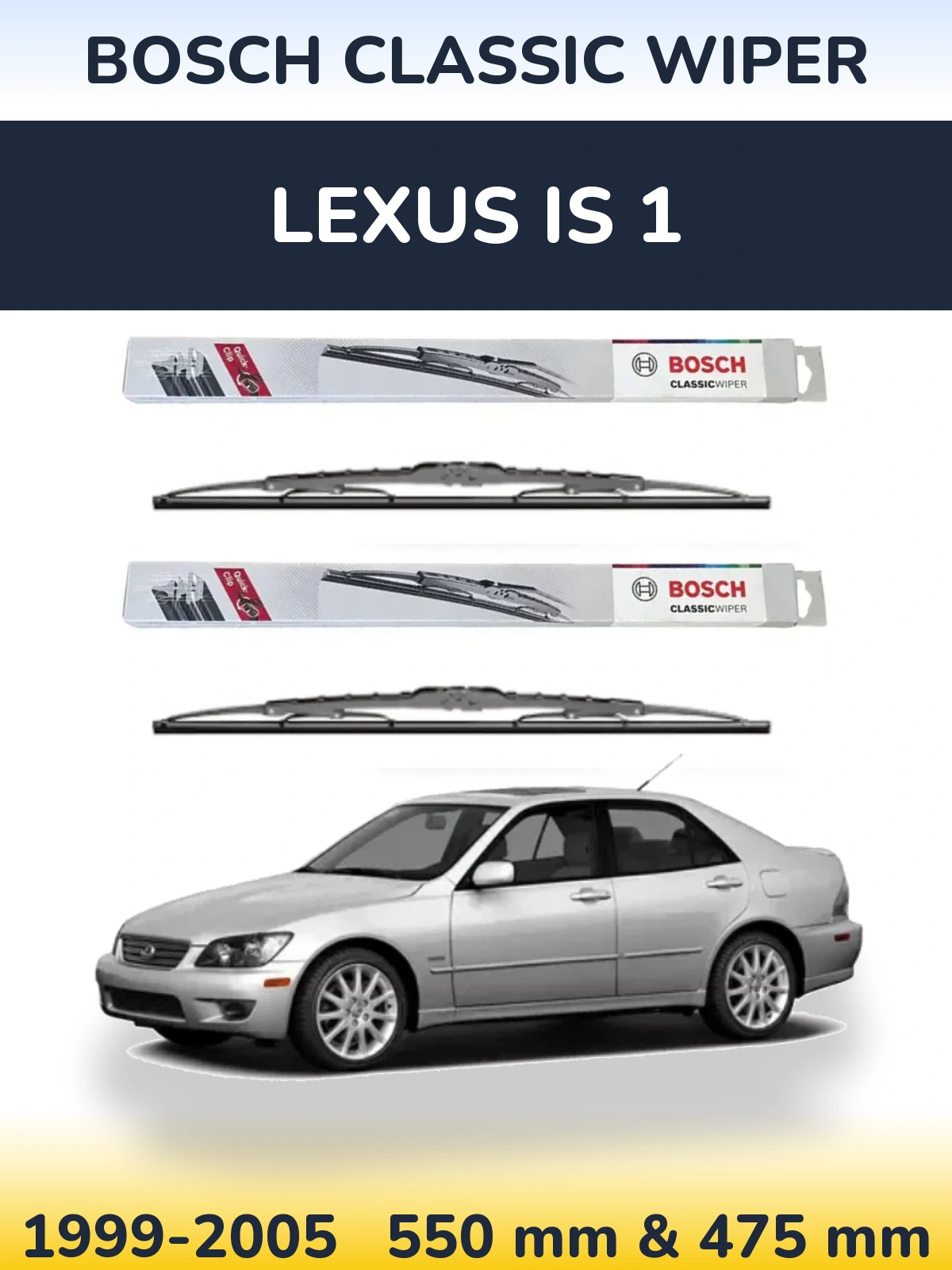 Комплект передніх щіток BOSCH Classic Wiper 550 & 475 мм для Lexus IS 1 1999-2005