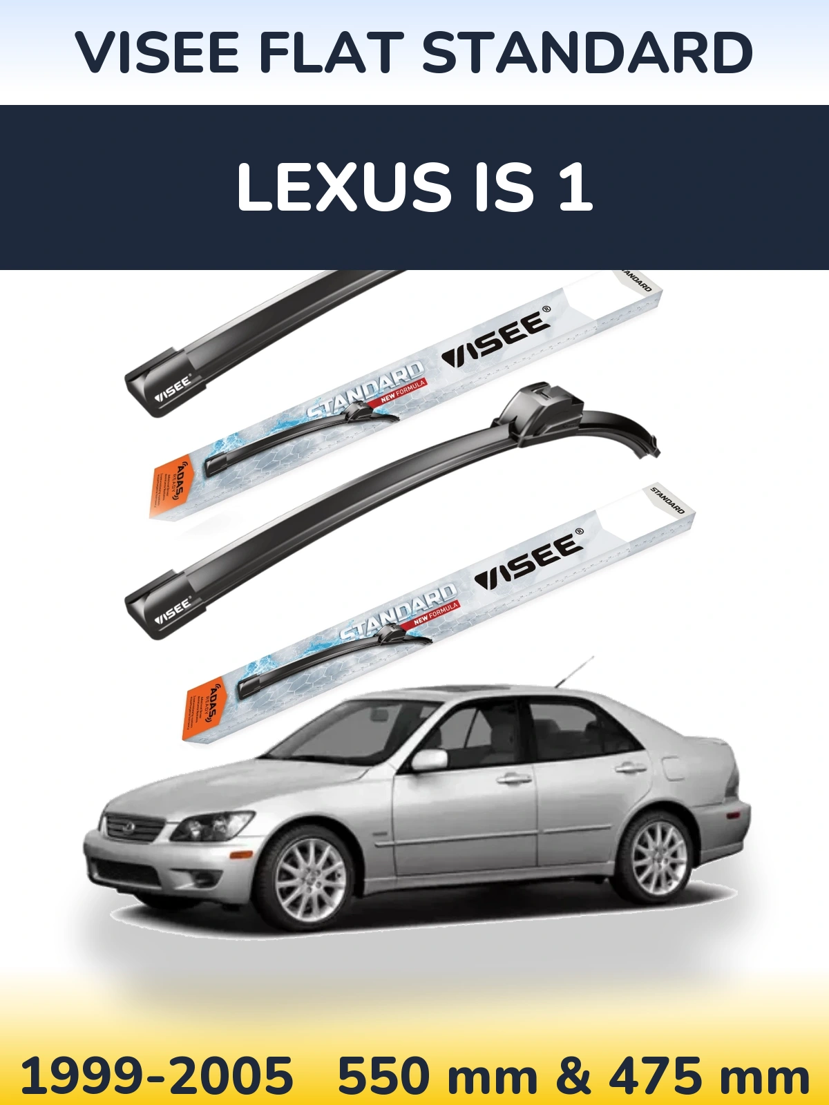 Комплект передних дворников VISEE FLAT STANDARD 550 & 475 мм для Lexus IS 1 1999-2005