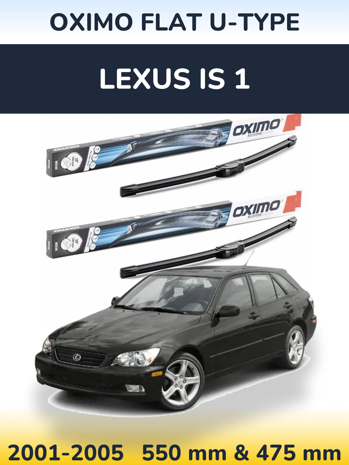 Комплект передних дворников Oximo Flat U-type 550 & 475 мм для Lexus IS 1 2001-2005