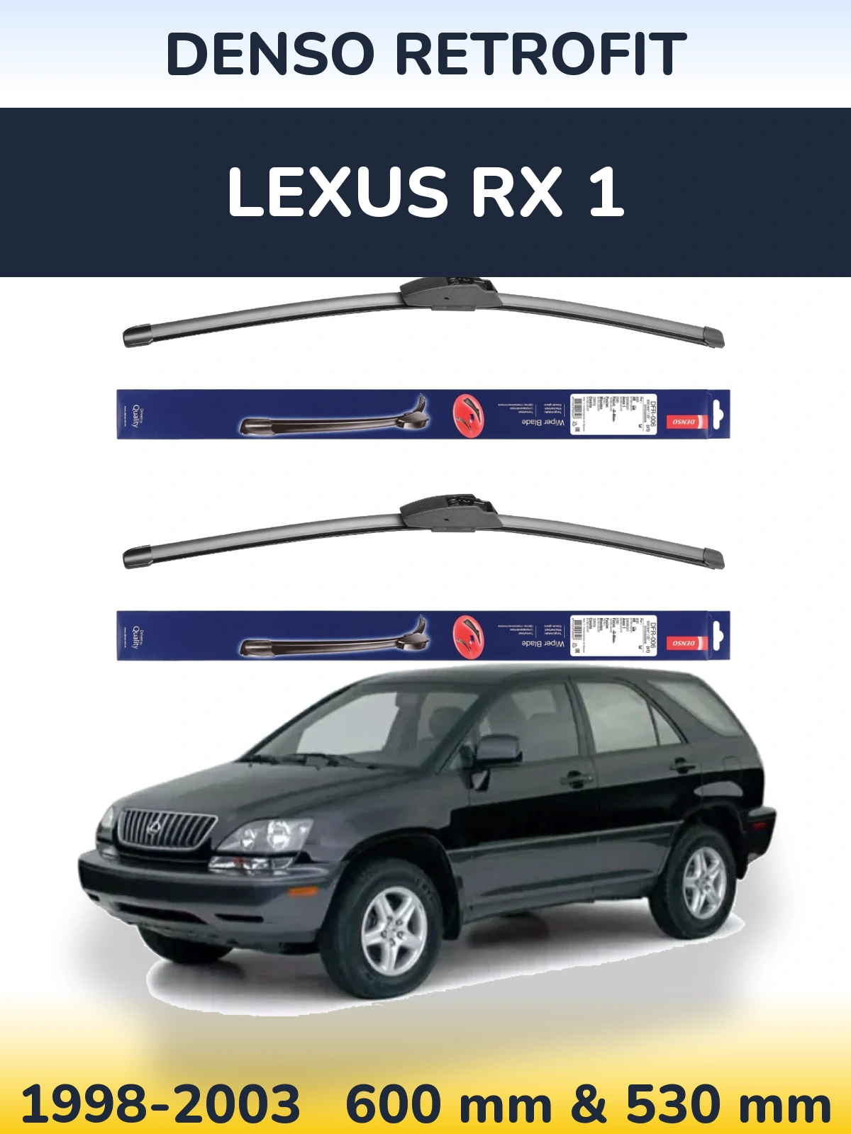 Komplet przednich wycieraczek Denso Retrofit 600 & 530 mm do Lexus RX 1 1998-2003