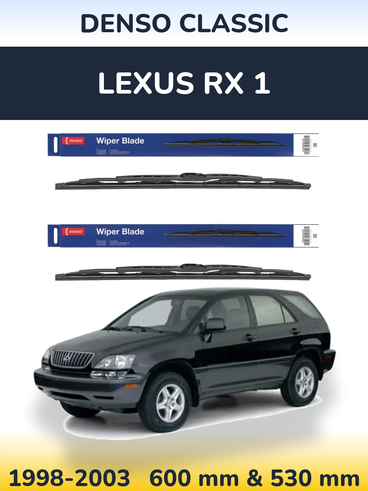 Komplet przednich wycieraczek Denso Classic 600 & 530 mm do Lexus RX 1 1998-2003
