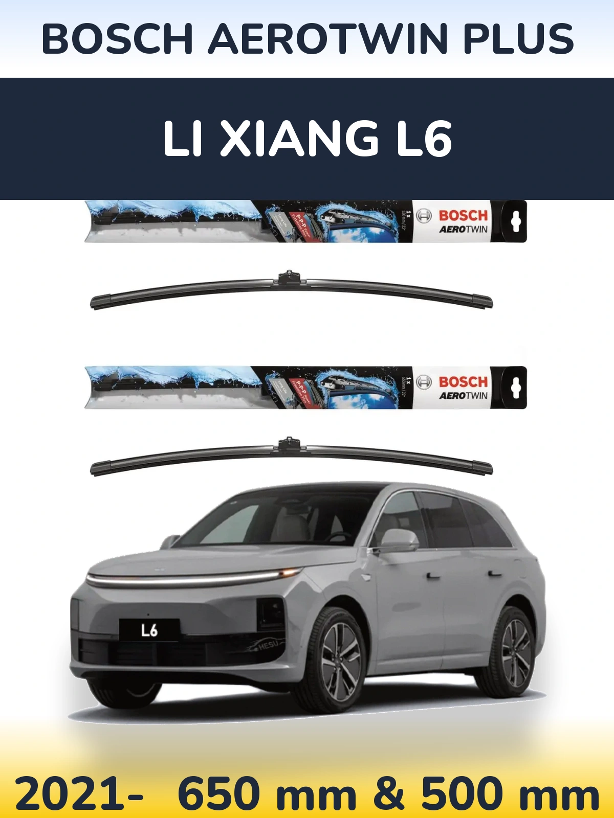 Комплект передніх щіток BOSCH AeroTwin Plus 650 & 500 мм для Li Xiang L6 2021-2026