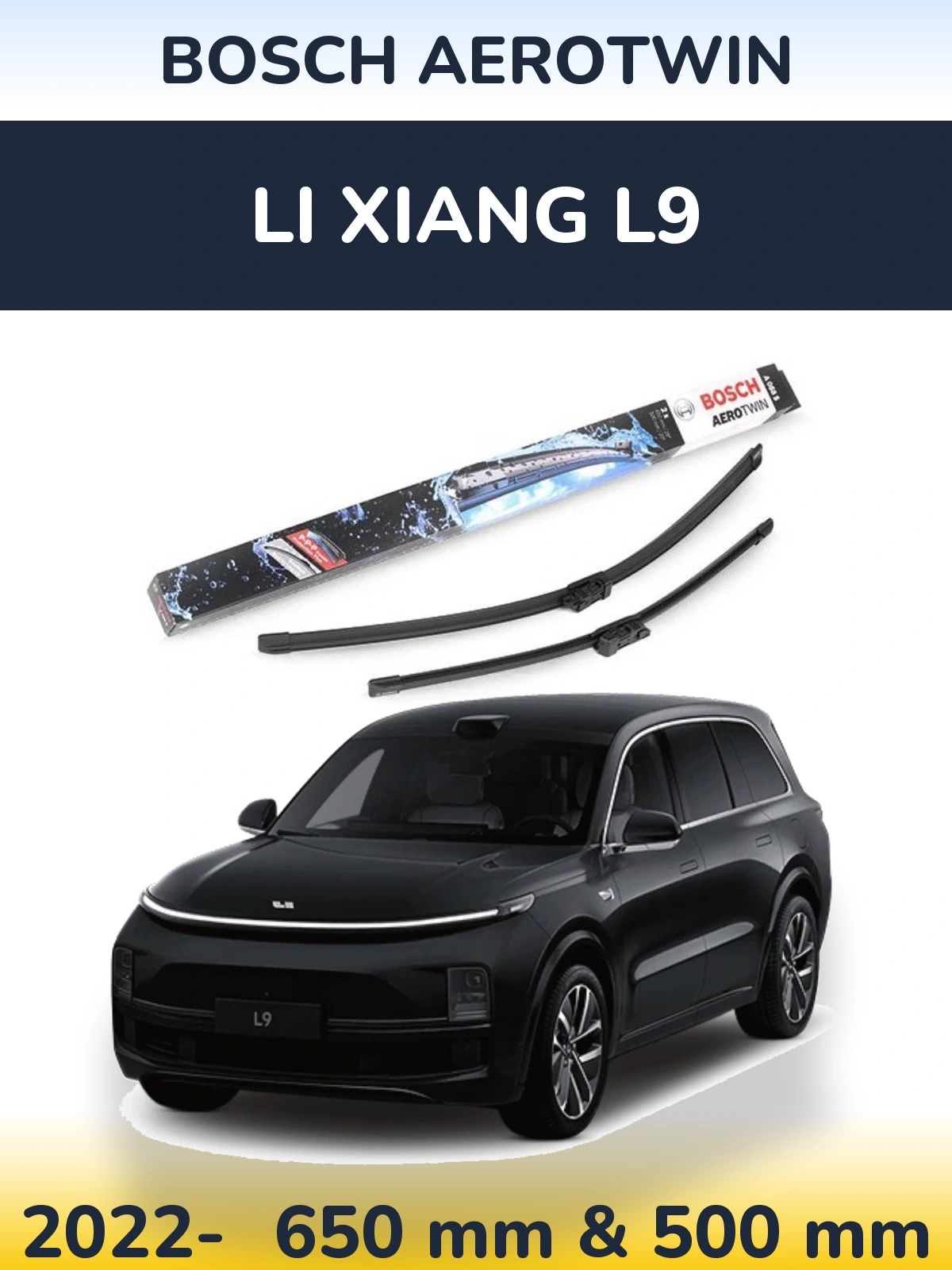 Комплект передних дворников BOSCH AeroTwin 650 & 500 мм для Li Xiang L9 2022-2026