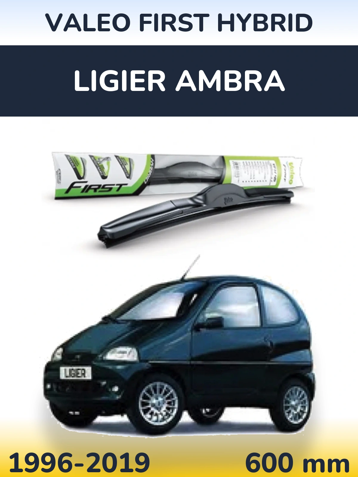 Передний дворник Valeo First Hybrid 600 мм для Ligier Ambra 1996-2019