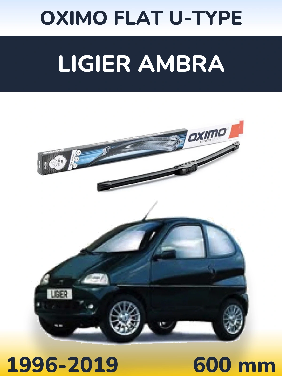 Przednia wycieraczka Oximo Flat U-type 600 mm do Ligier Ambra 1996-2019