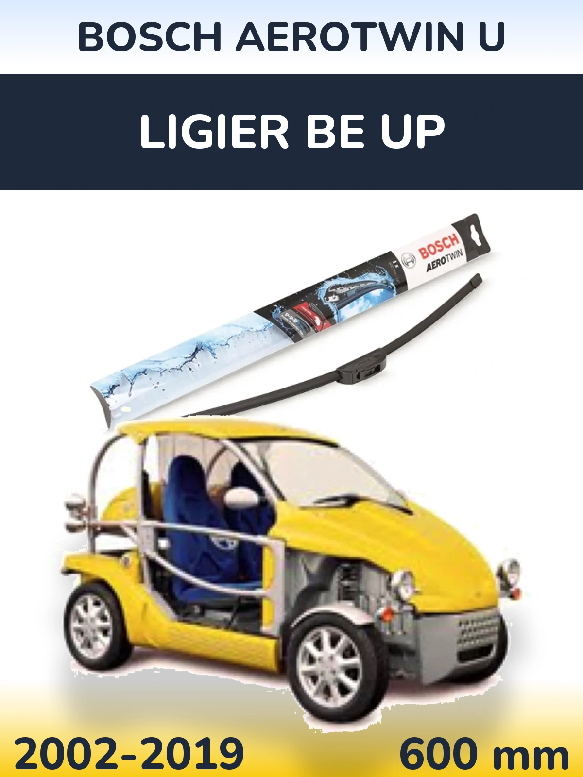 Передня щітка BOSCH AeroTwin U 600 мм для Ligier Be Up 2002-2019