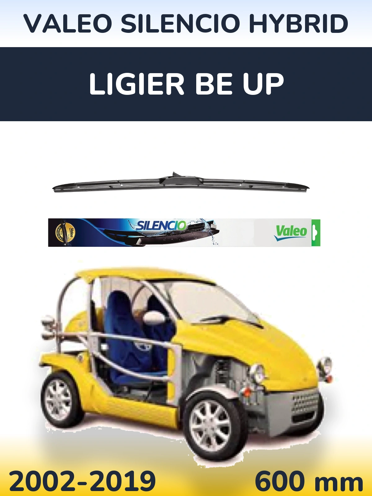 Przednia wycieraczka Valeo Silencio Hybrid 600 mm do Ligier Be Up 2002-2019