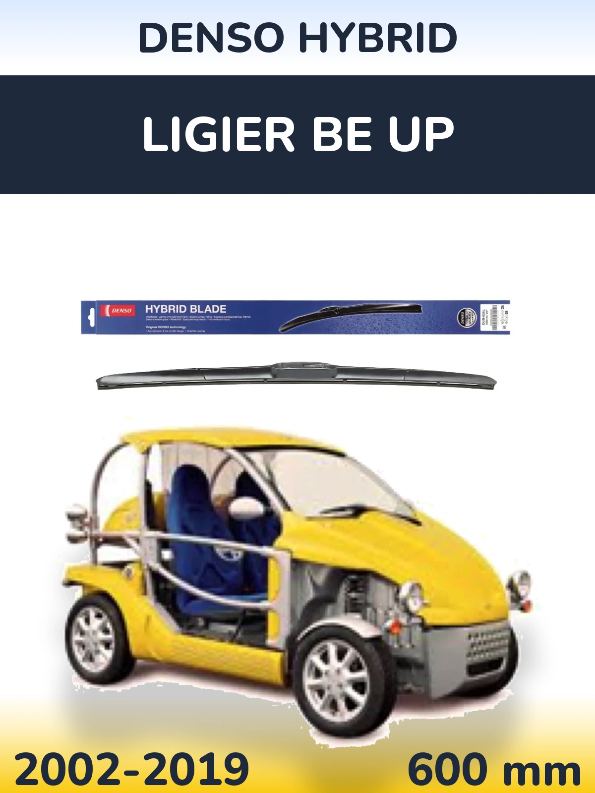 Передний дворник Denso Hybrid 600 мм для Ligier Be Up 2002-2019