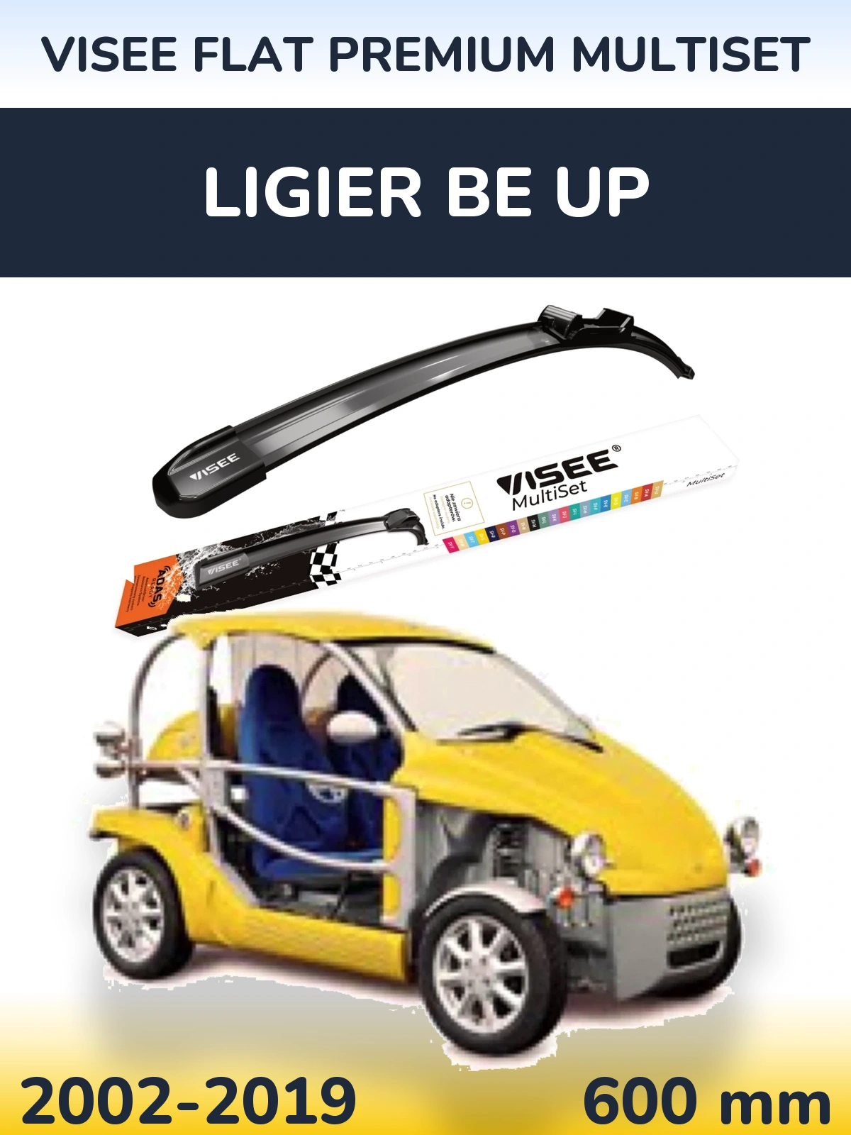 Передня щітка VISEE FLAT PREMIUM MultiSet 600 мм для Ligier Be Up 2002-2019