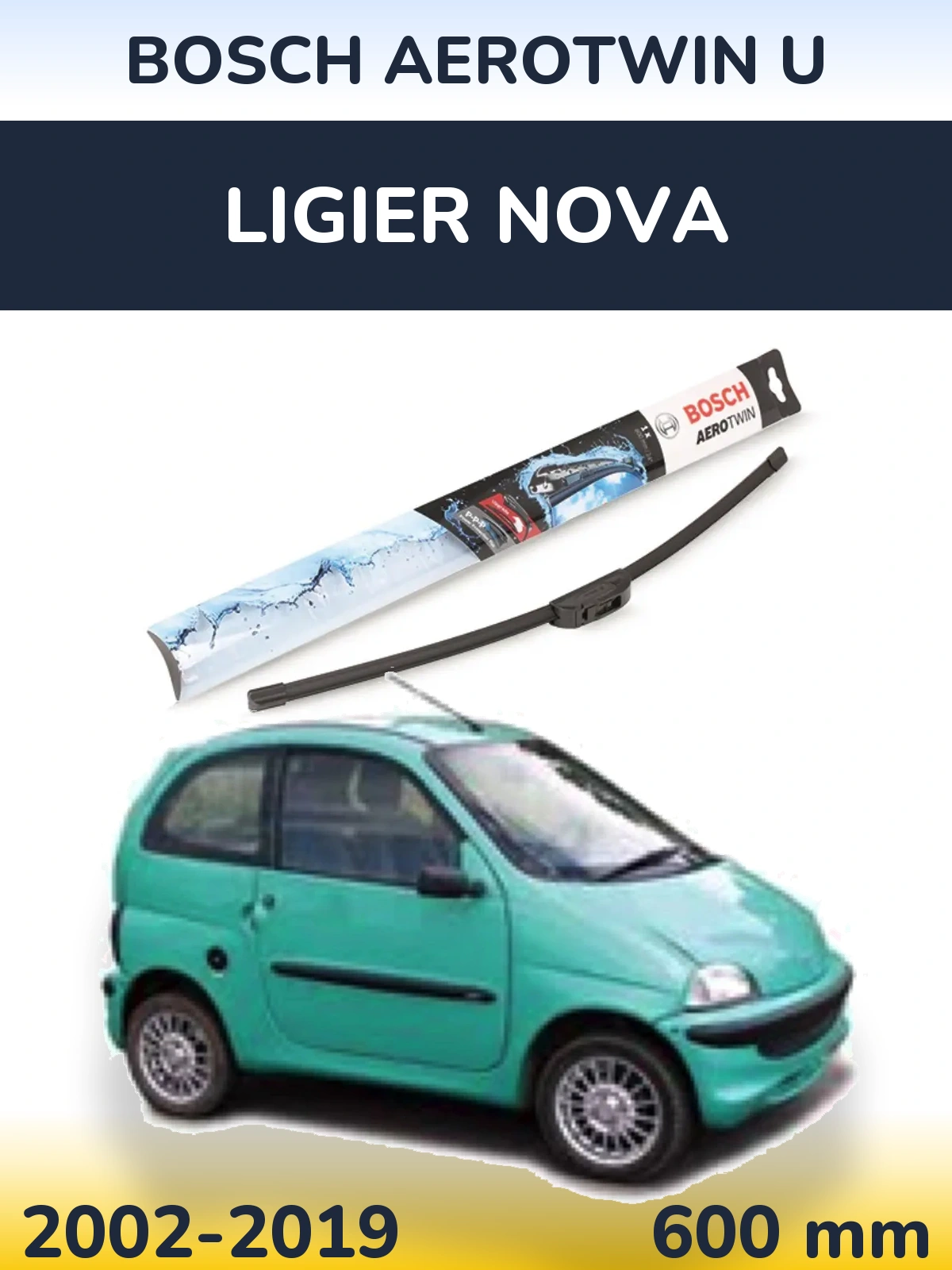 Передня щітка BOSCH AeroTwin U 600 мм для Ligier Nova 2002-2019