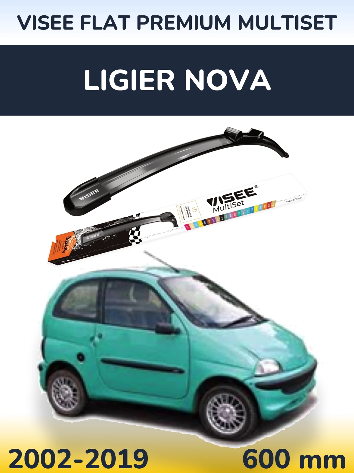 Przednia wycieraczka VISEE FLAT PREMIUM MultiSet 600 mm do Ligier Nova 2002-2019