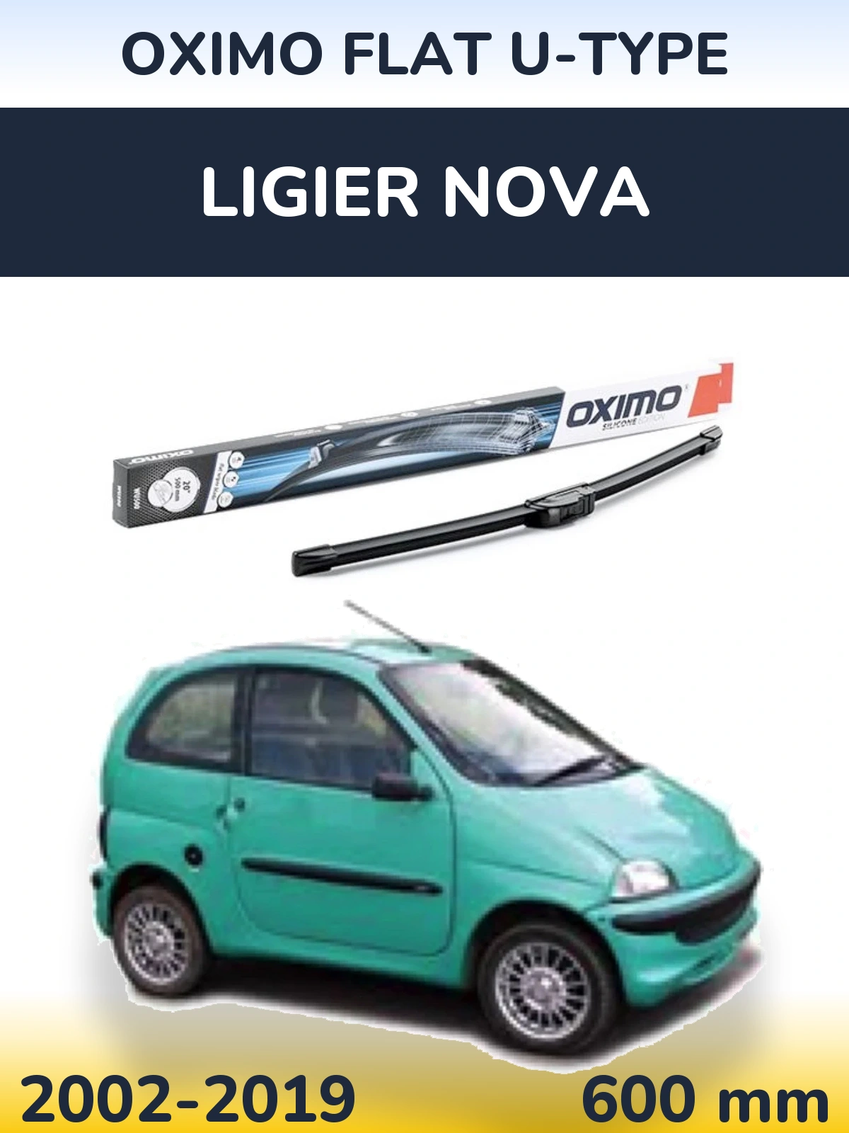 Передня щітка Oximo Flat U-type 600 мм для Ligier Nova 2002-2019