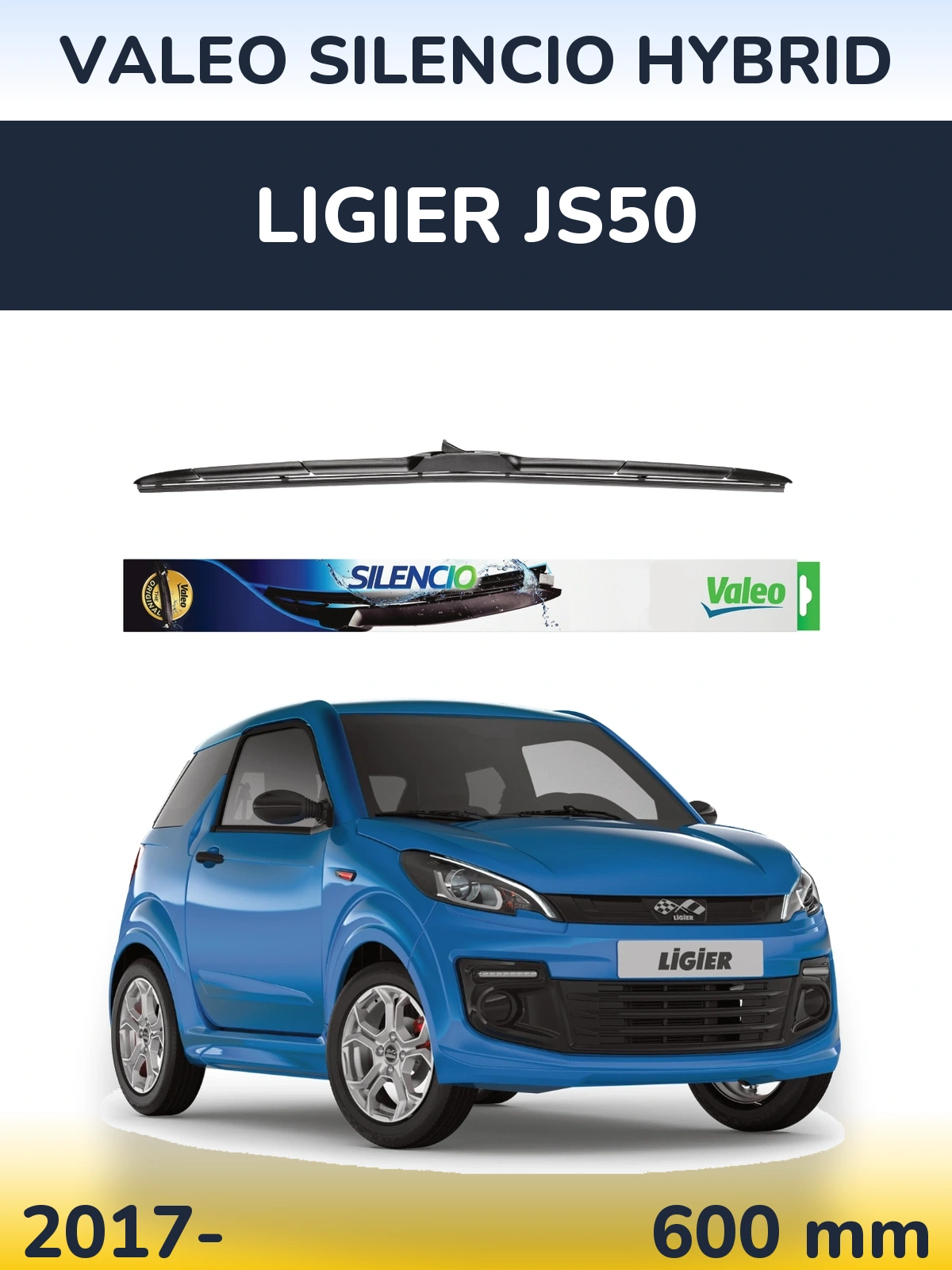 Передня щітка Valeo Silencio Hybrid 600 мм для Ligier JS50 2017-2026