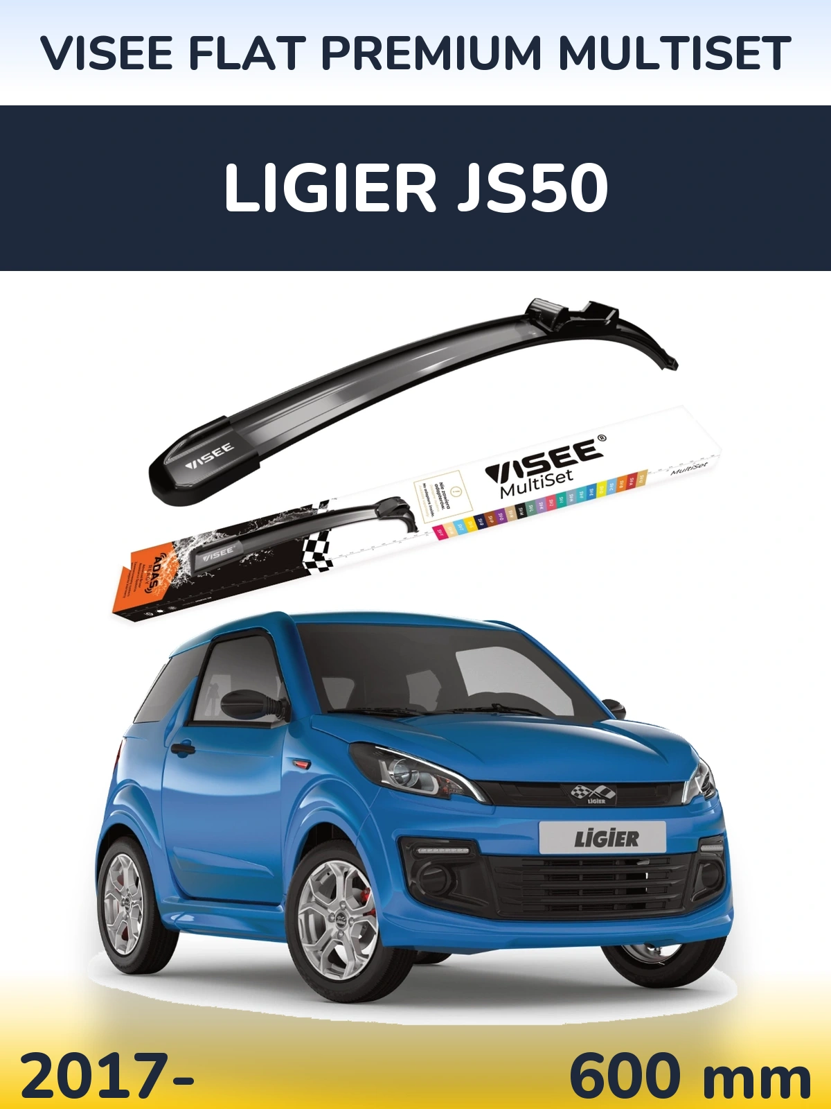 Передний дворник VISEE FLAT PREMIUM MultiSet 600 мм для Ligier JS50 2017-2026