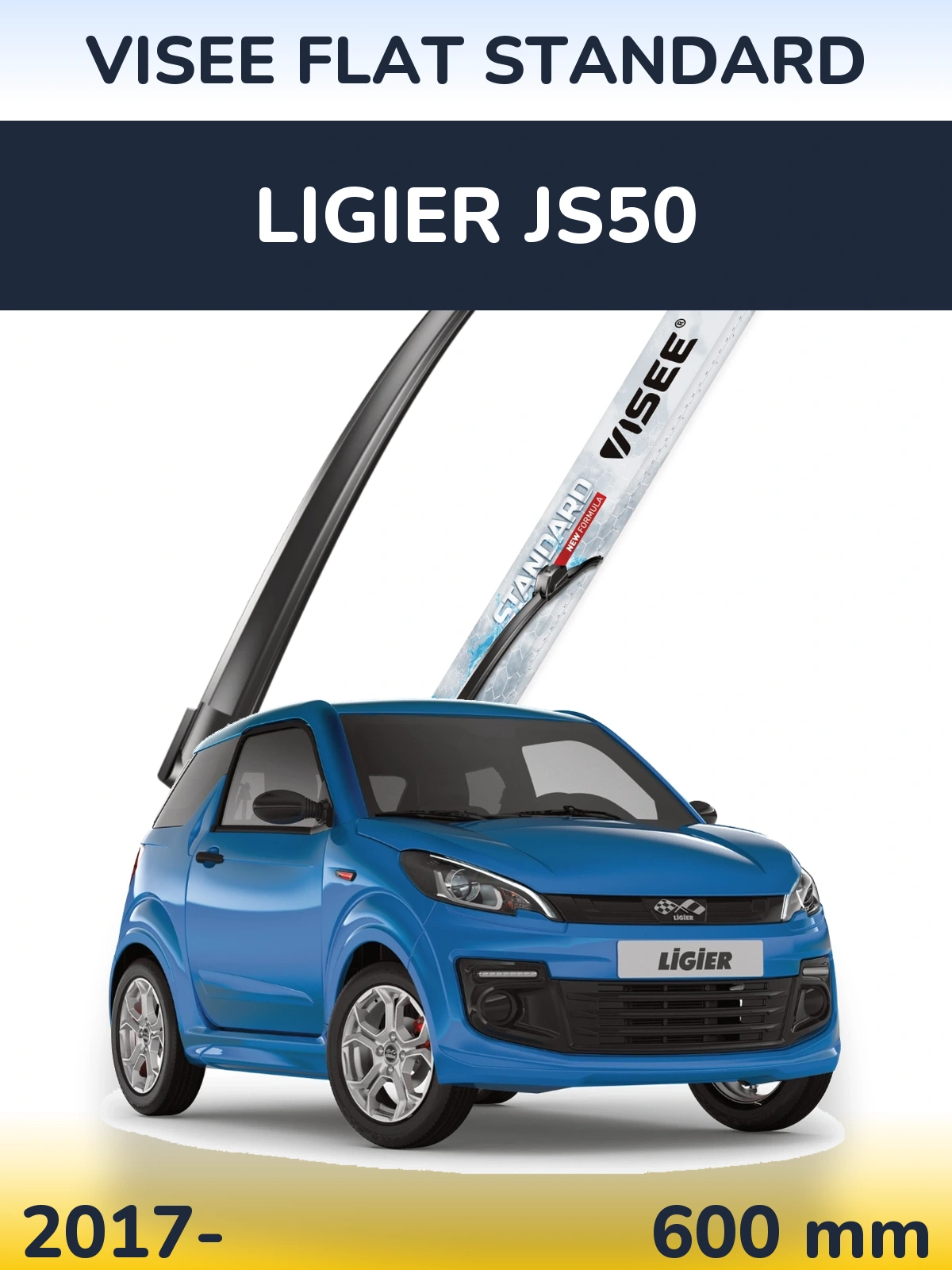 Передний дворник VISEE FLAT STANDARD 600 мм для Ligier JS50 2017-2026