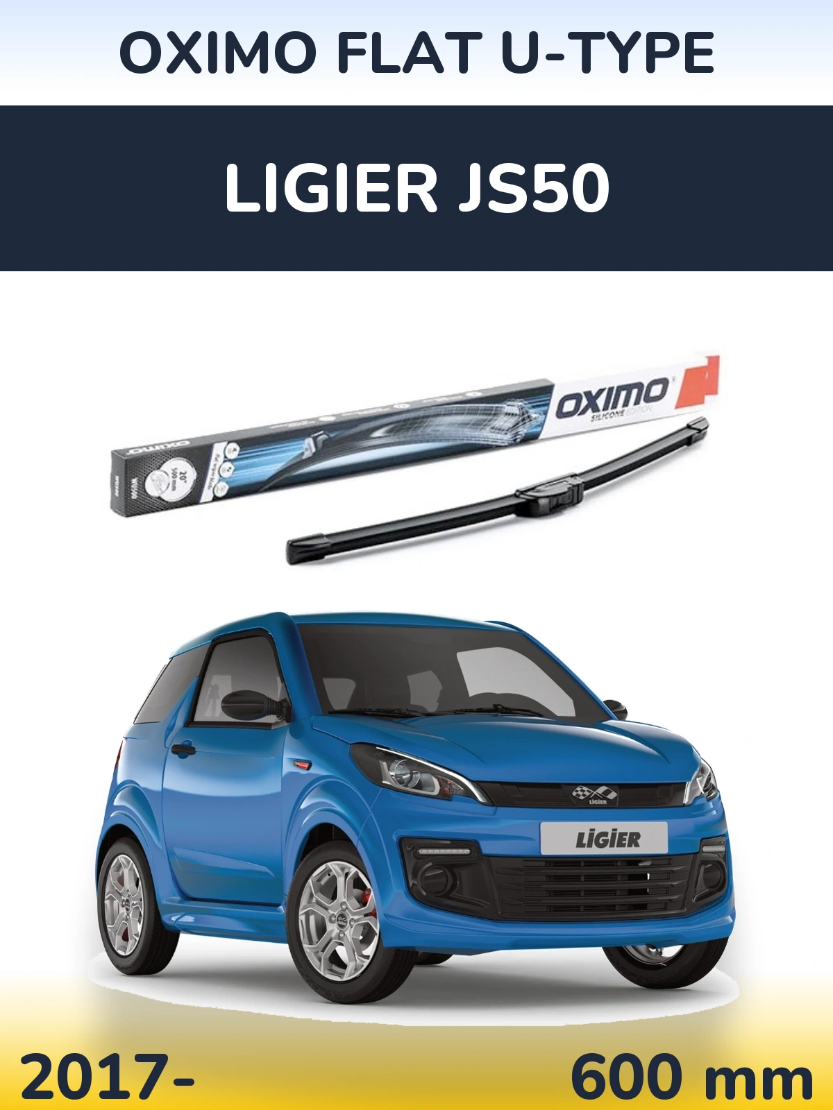 Przednia wycieraczka Oximo Flat U-type 600 mm do Ligier JS50 2017-2026