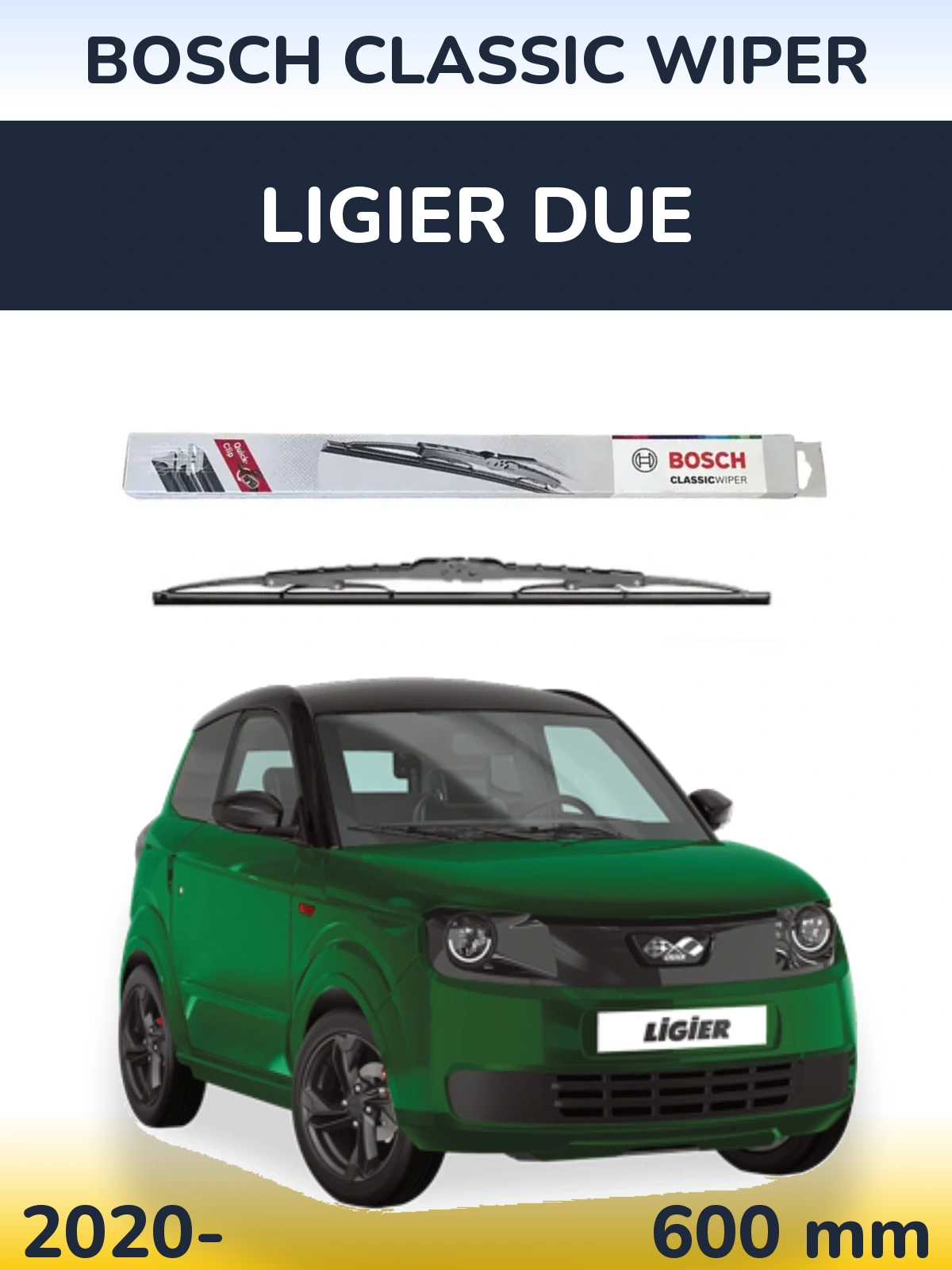 Передний дворник BOSCH Classic Wiper 600 мм для Ligier Due 2020-2026
