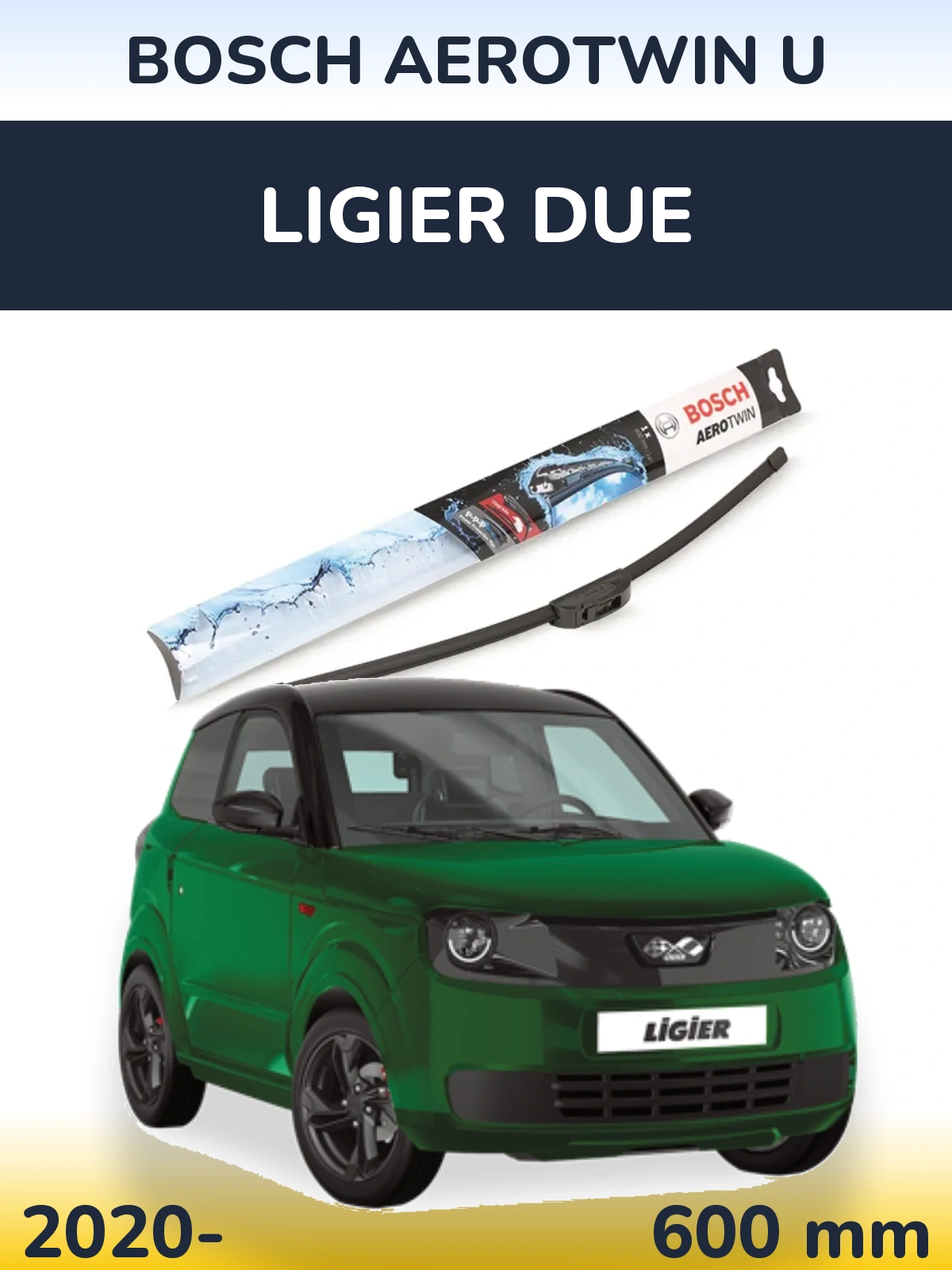 Передний дворник BOSCH AeroTwin U 600 мм для Ligier Due 2020-2026