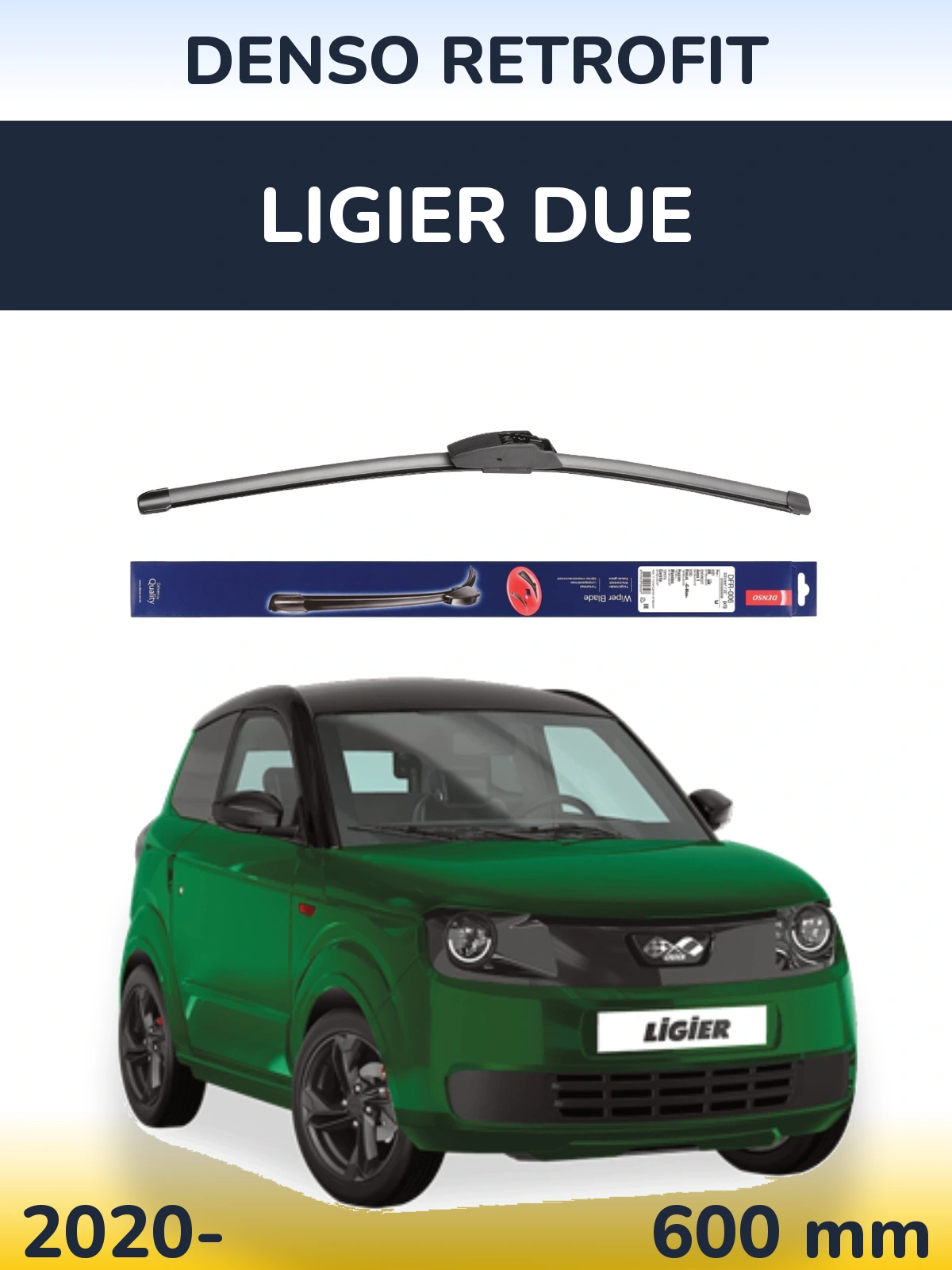 Передний дворник Denso Retrofit 600 мм для Ligier Due 2020-2026
