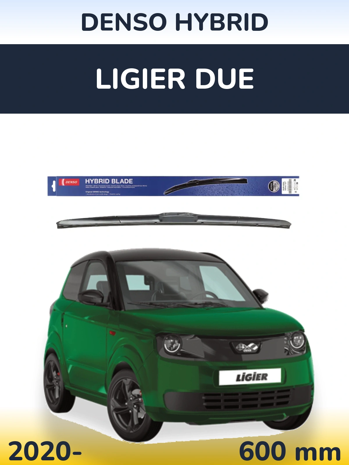 Передний дворник Denso Hybrid 600 мм для Ligier Due 2020-2026