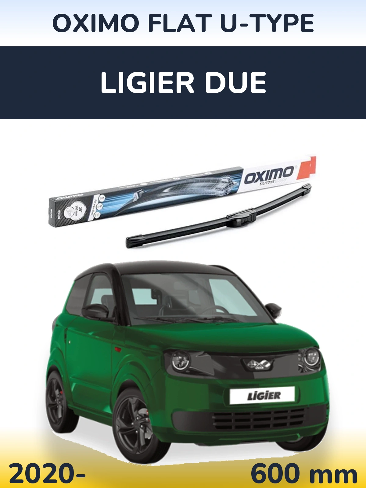 Front wiper blade Oximo Flat U-type 600 mm for Ligier Due 2020-2026