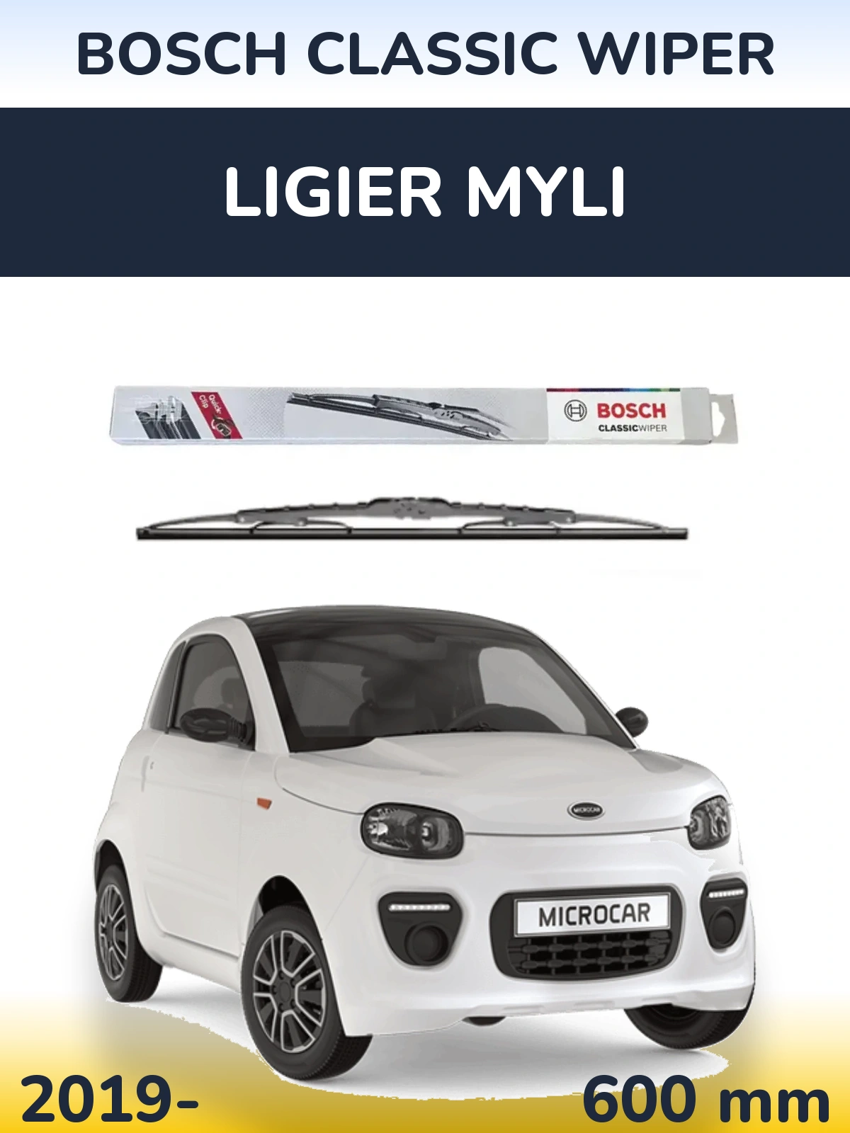 Przednia wycieraczka BOSCH Classic Wiper 600 mm do Ligier Myli 2019-2026