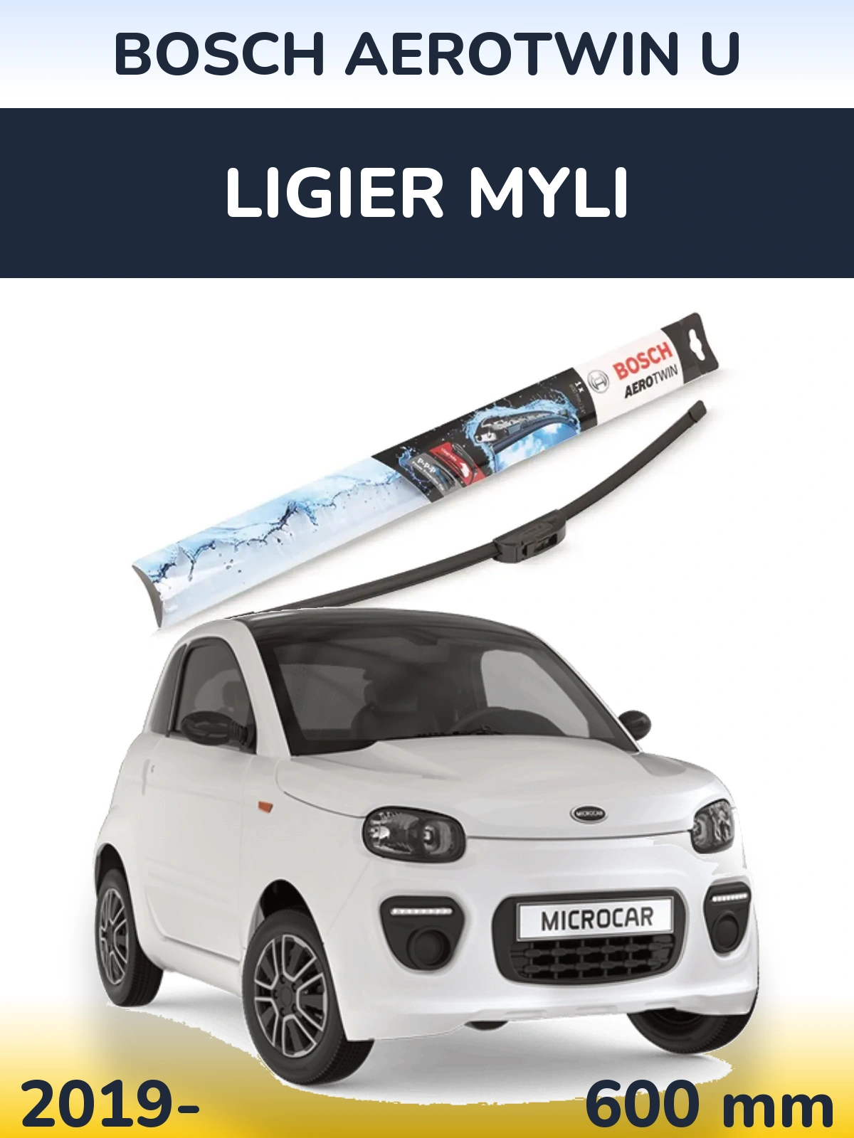 Передний дворник BOSCH AeroTwin U 600 мм для Ligier Myli 2019-2026