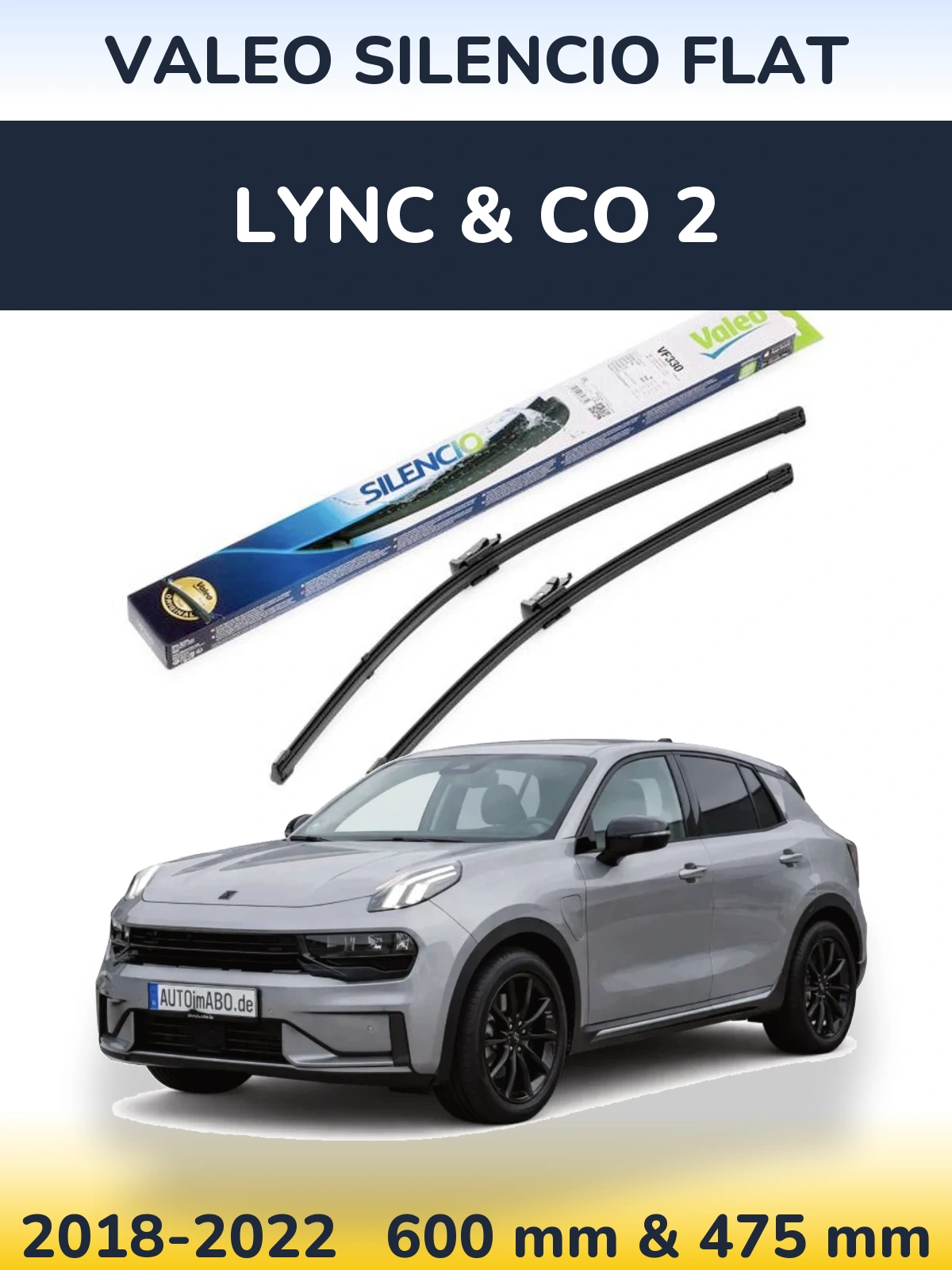 Комплект передних дворников Valeo Silencio Flat 600 & 475 мм для Lync & Co 2 2018-2022