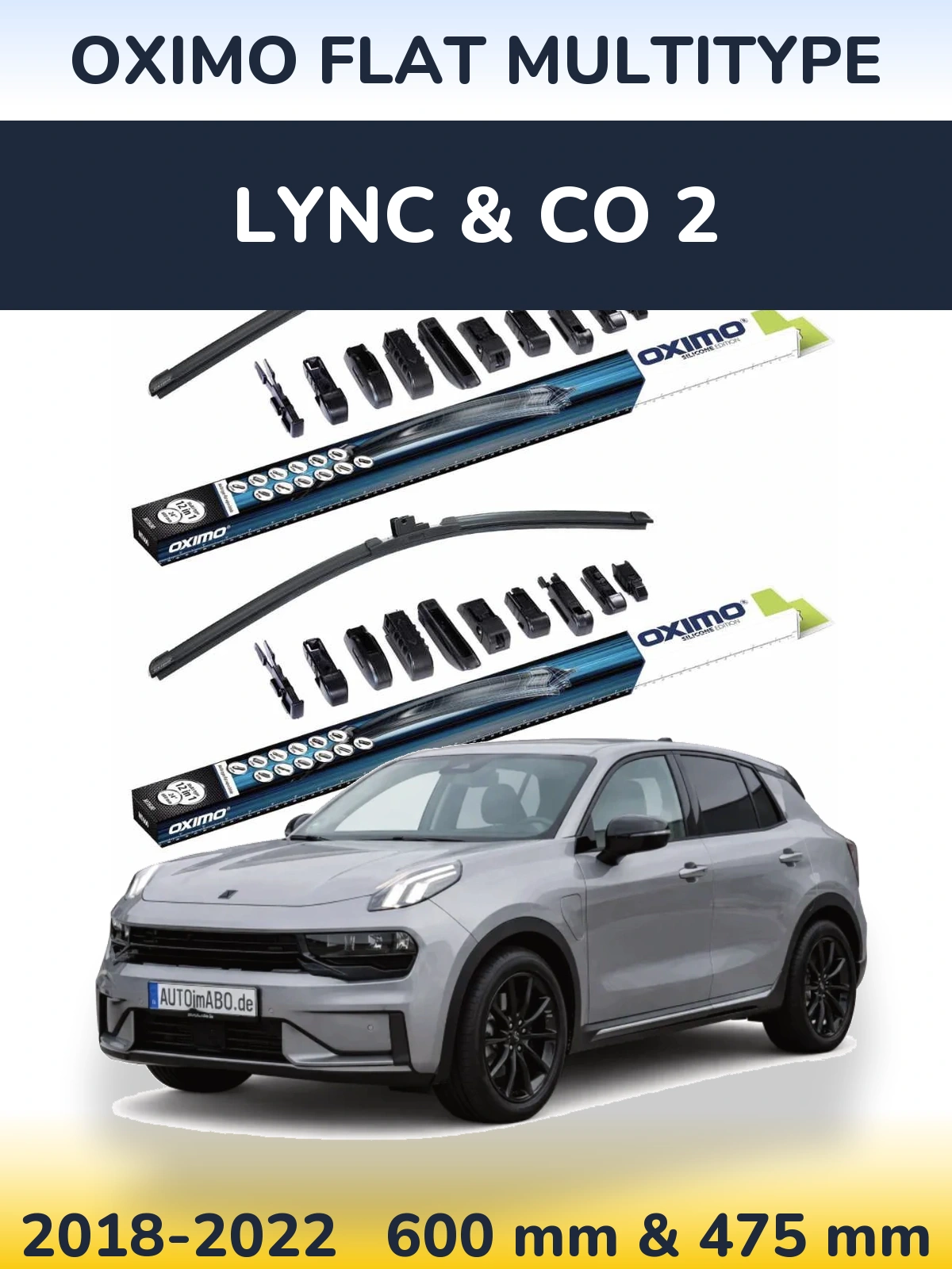 Комплект передніх щіток Oximo Flat MultiТипe 600 & 475 мм для Lync & Co 2 2018-2022