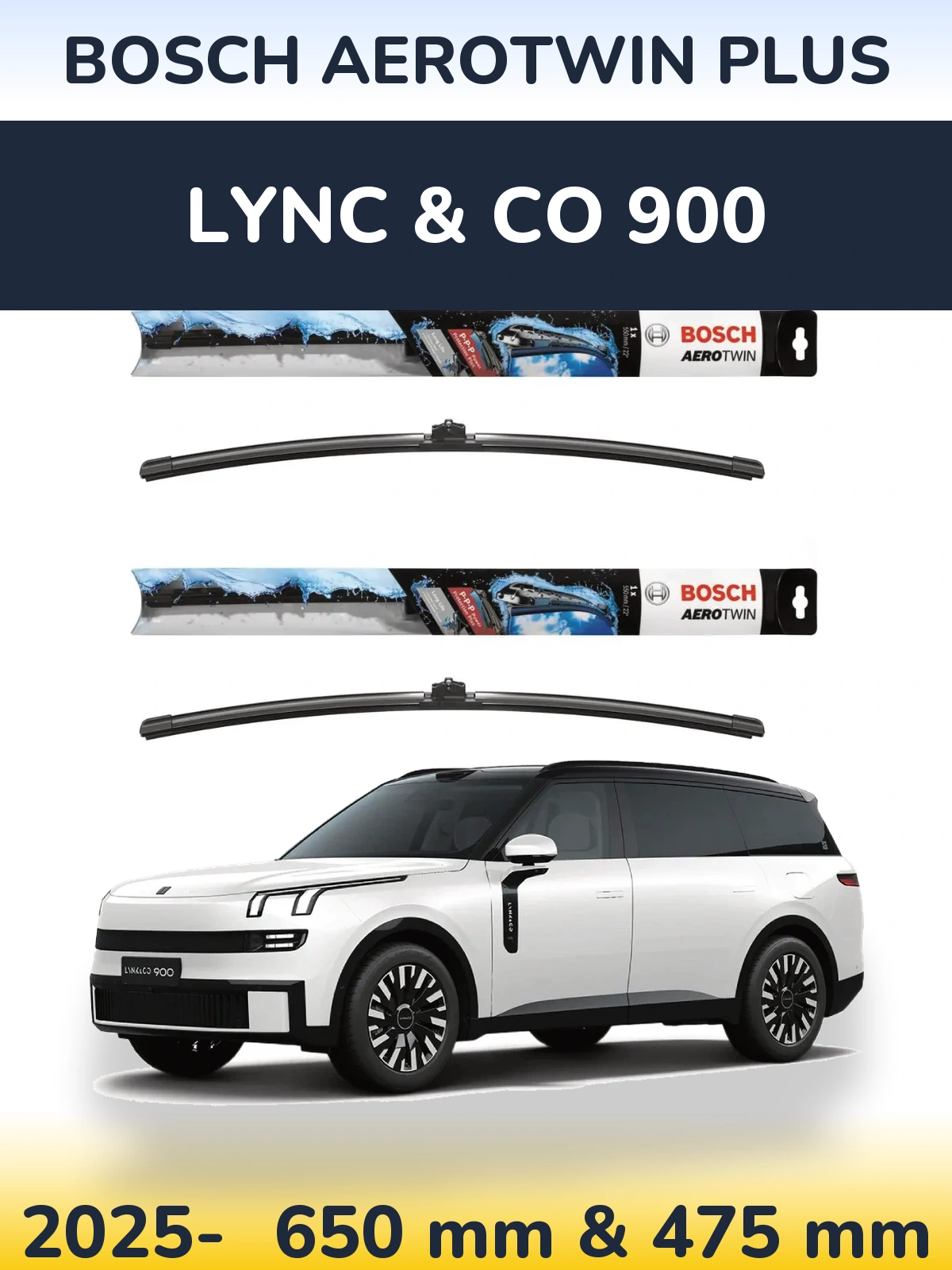 Komplet przednich wycieraczek BOSCH AeroTwin Plus 650 & 475 mm do Lync & Co 900 2025-2026