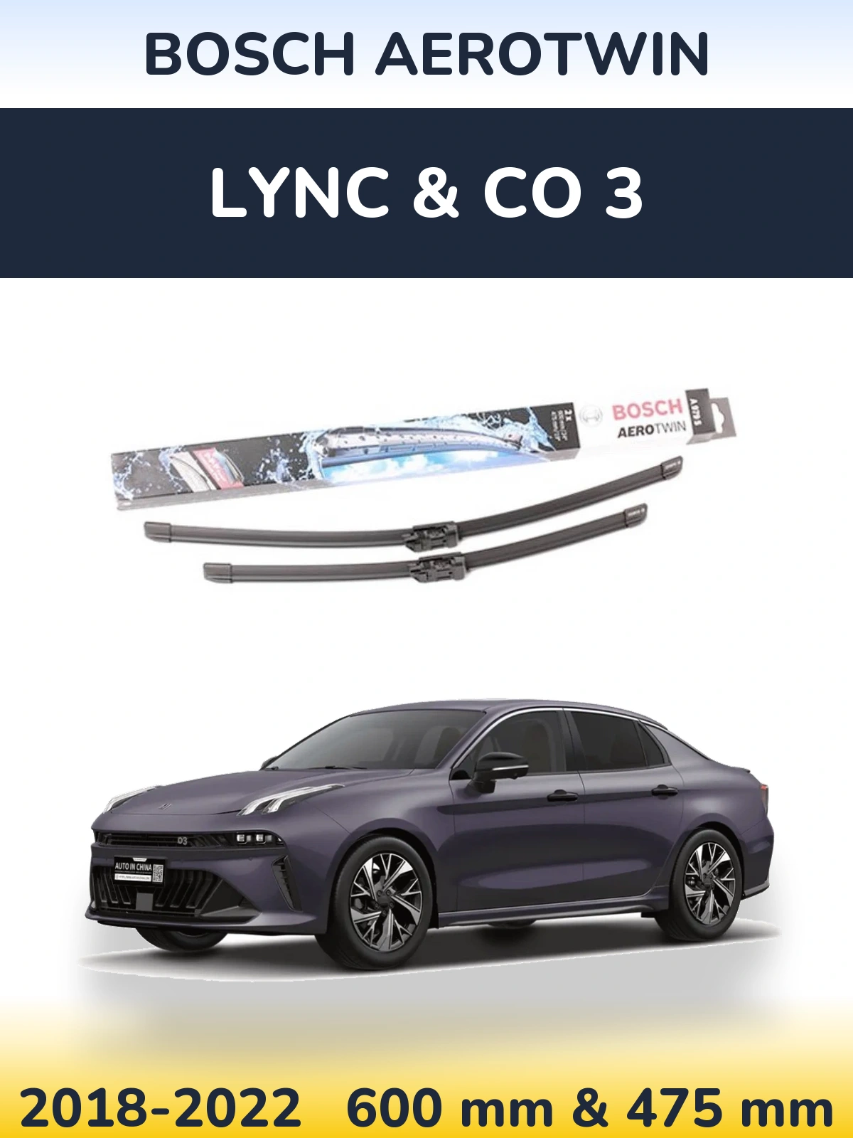Komplet przednich wycieraczek BOSCH AeroTwin 600 & 475 mm do Lync & Co 3 2018-2022