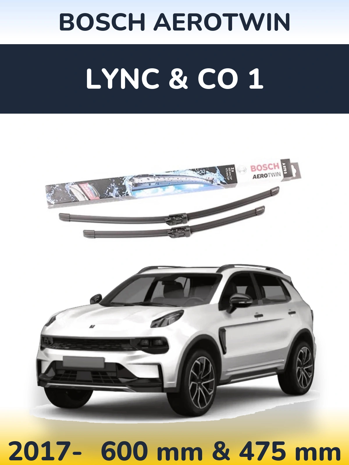 Комплект передніх щіток BOSCH AeroTwin 600 & 475 мм для Lync & Co 1 2017-2026