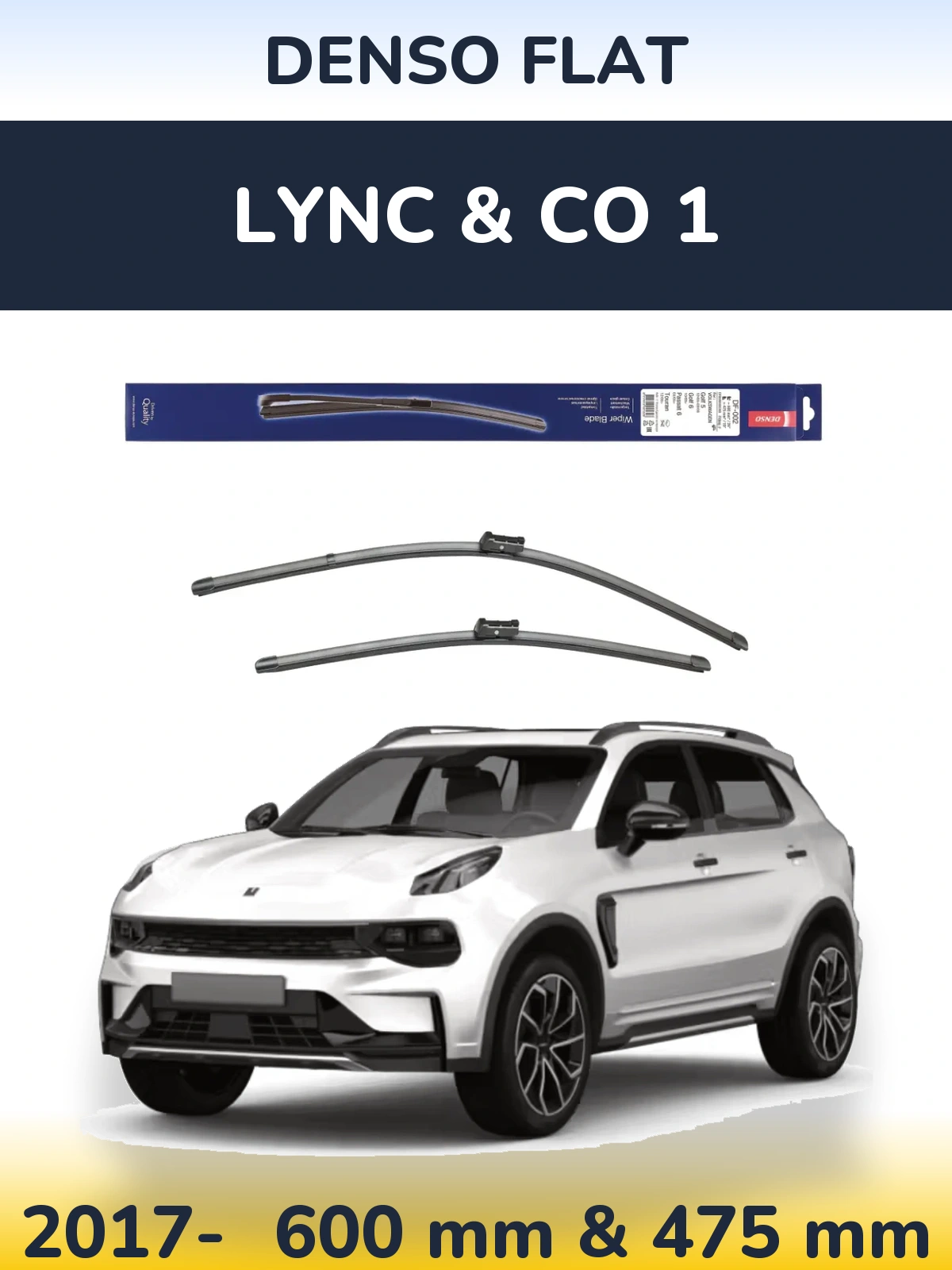 Komplet przednich wycieraczek Denso Flat 600 & 475 mm do Lync & Co 1 2017-2026