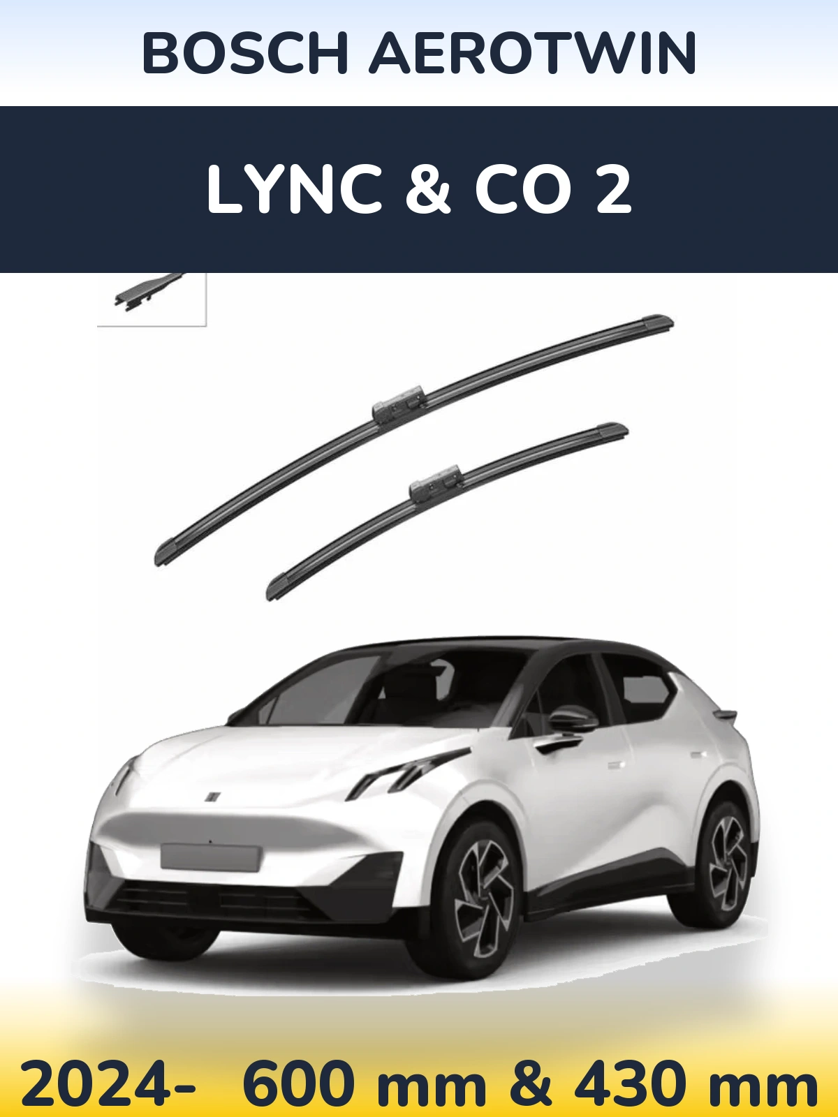 Комплект передніх щіток BOSCH AeroTwin 600 & 430 мм для Lync & Co 2 2024-2026