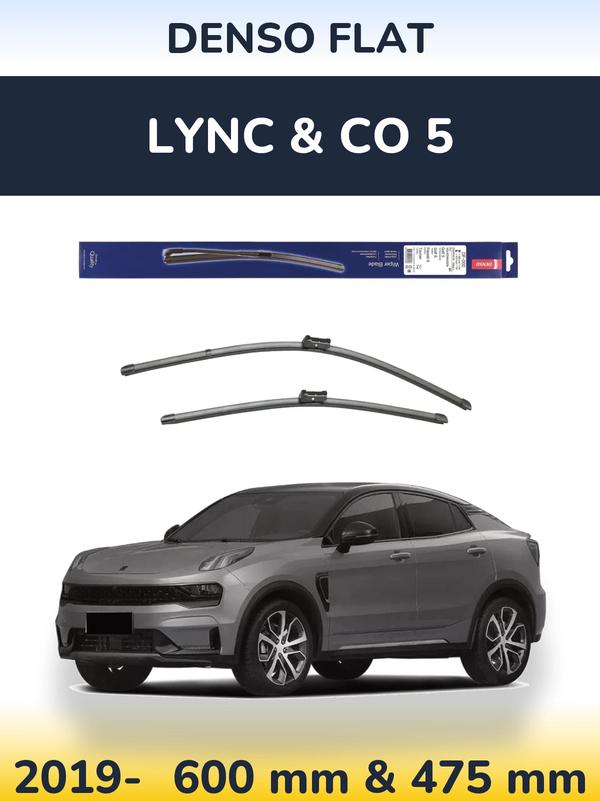 Komplet przednich wycieraczek Denso Flat 600 & 475 mm do Lync & Co 5 2019-2026