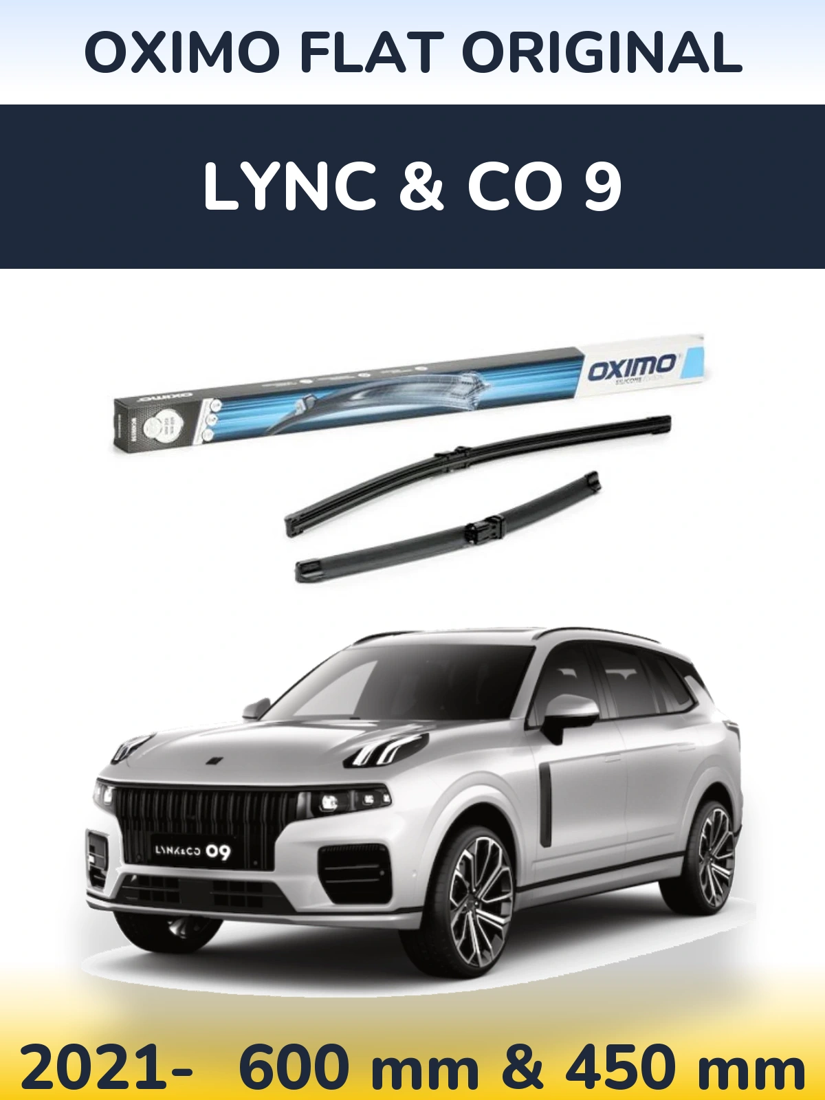 Комплект передніх щіток Oximo Flat Original 600 & 450 мм для Lync & Co 9 2021-2026