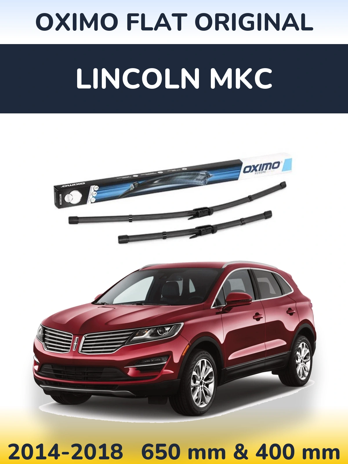 Комплект передніх щіток Oximo Flat Original 650 & 400 мм для Lincoln MKC 2014-2018