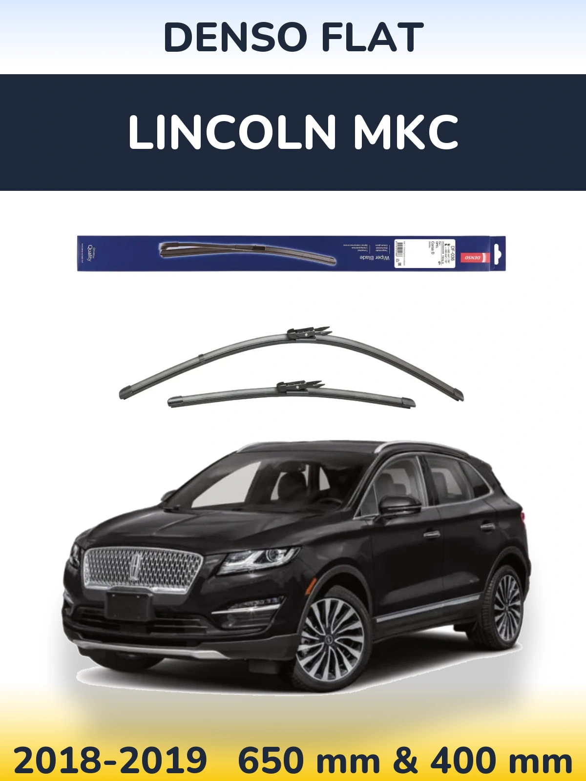 Komplet przednich wycieraczek Denso Flat 650 & 400 mm do Lincoln MKC 2018-2019