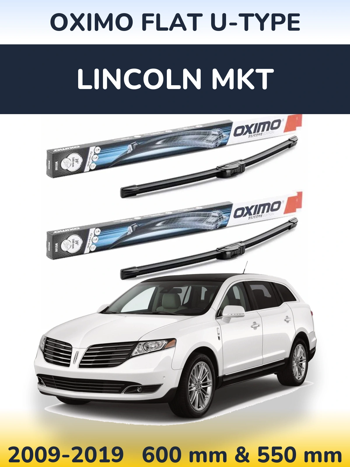 Комплект передних дворников Oximo Flat U-type 600 & 550 мм для Lincoln MKT 2009-2019