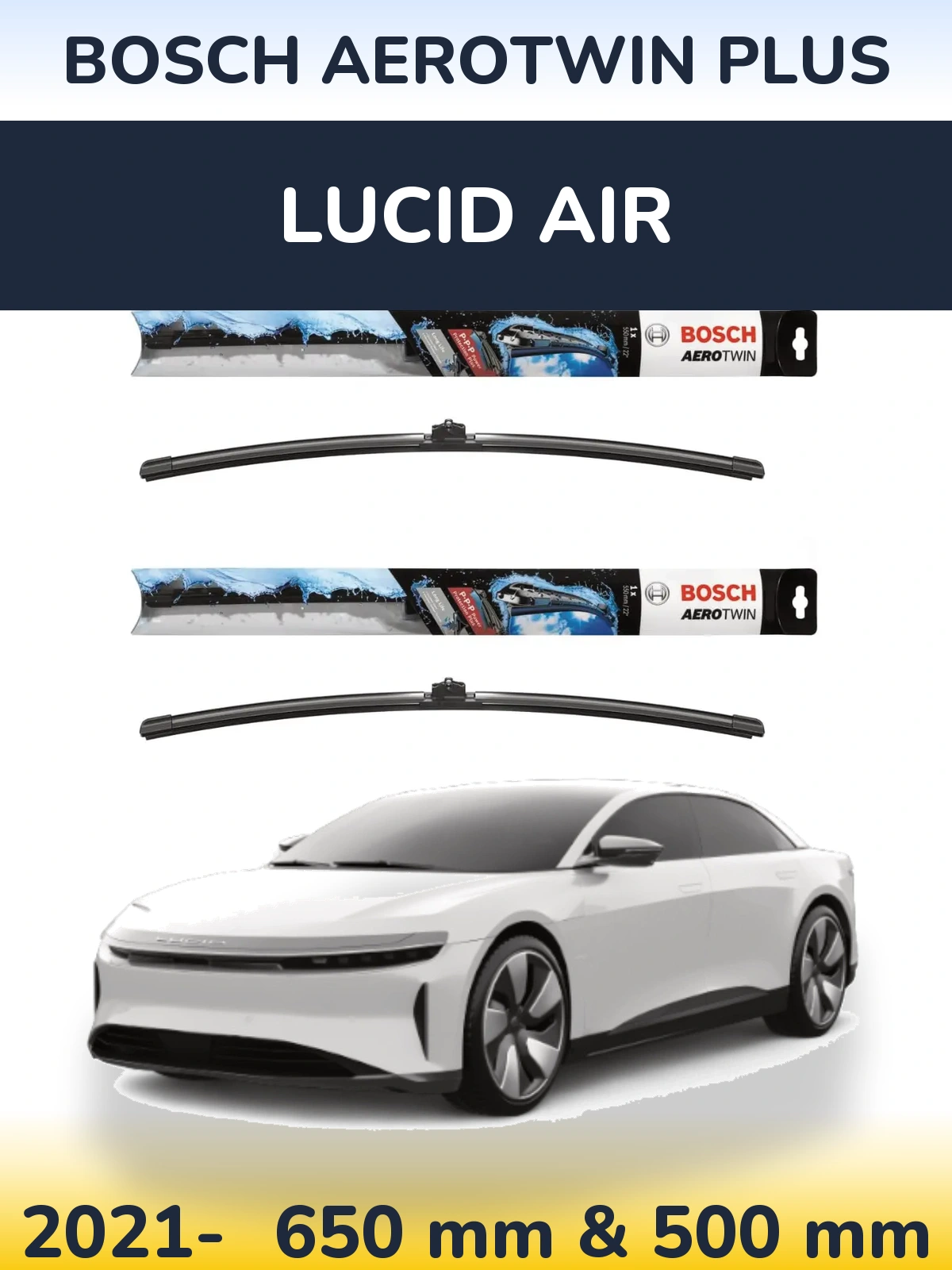 Komplet przednich wycieraczek BOSCH AeroTwin Plus 650 & 500 mm do Lucid Air 2021-2026
