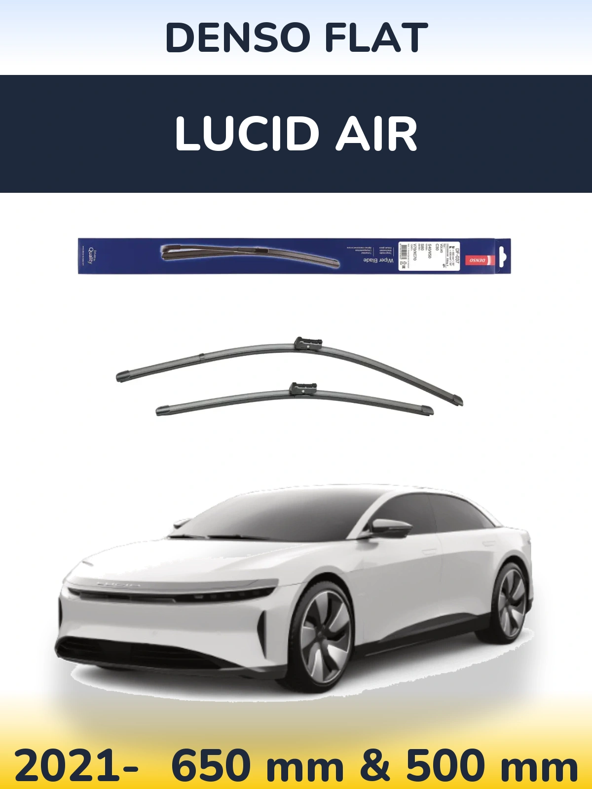 Комплект передних дворников Denso Flat 650 & 500 мм для Lucid Air 2021-2026