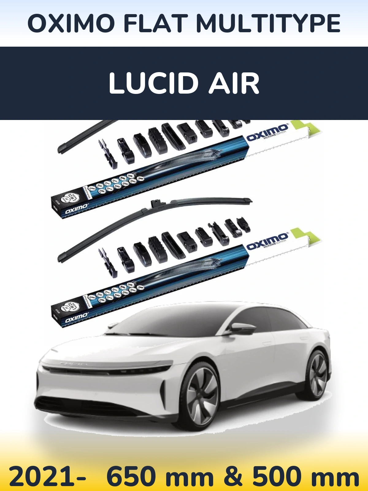 Комплект передних дворников Oximo Flat MultiТипe 650 & 500 мм для Lucid Air 2021-2026