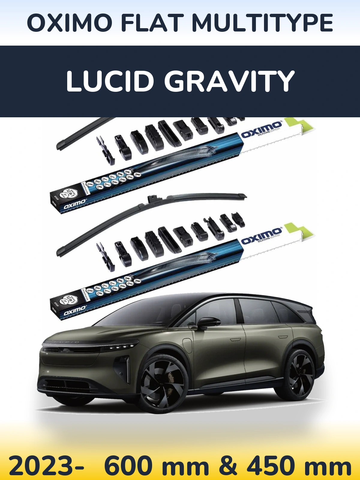 Комплект передних дворников Oximo Flat MultiТипe 600 & 450 мм для Lucid Gravity 2023-2026