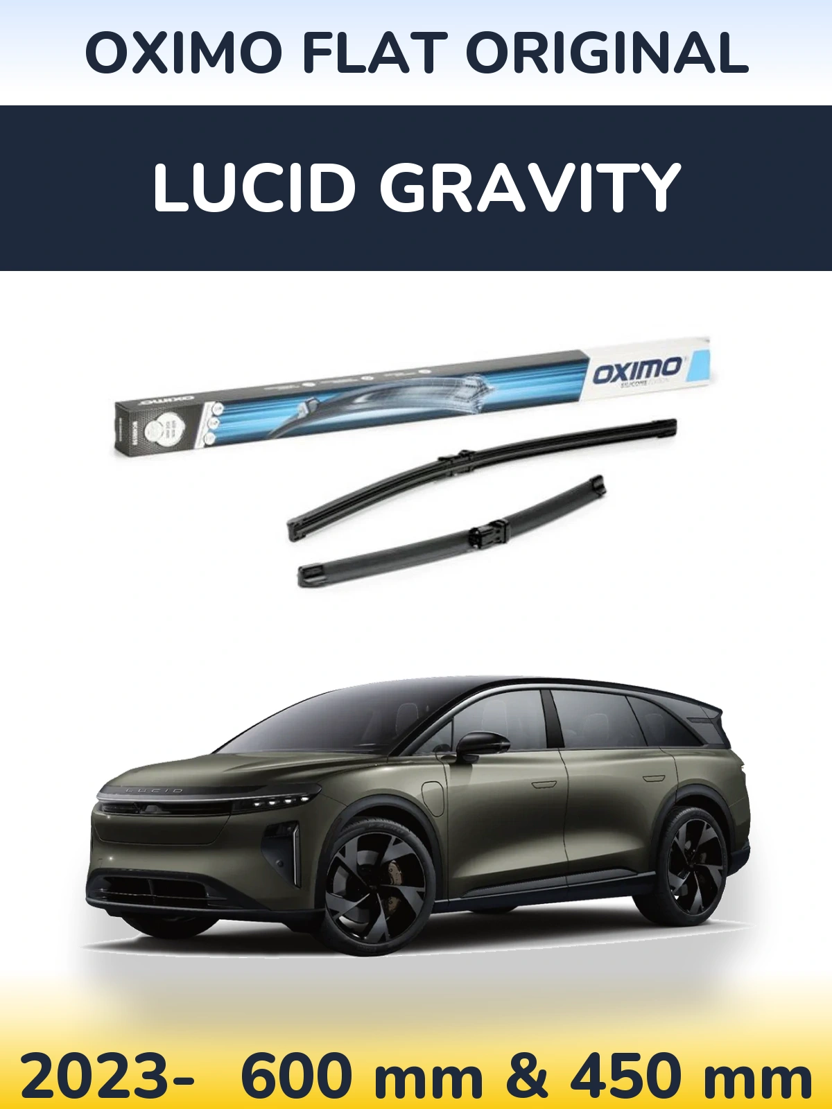 Комплект передних дворников Oximo Flat Original 600 & 450 мм для Lucid Gravity 2023-2026