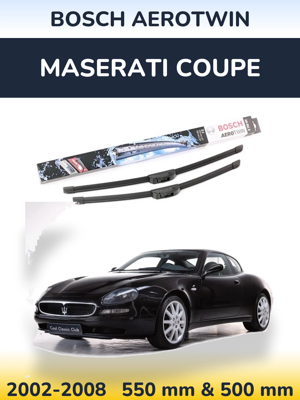 Комплект передних дворников BOSCH AeroTwin 550 & 500 мм для Maserati Coupe 2002-2008