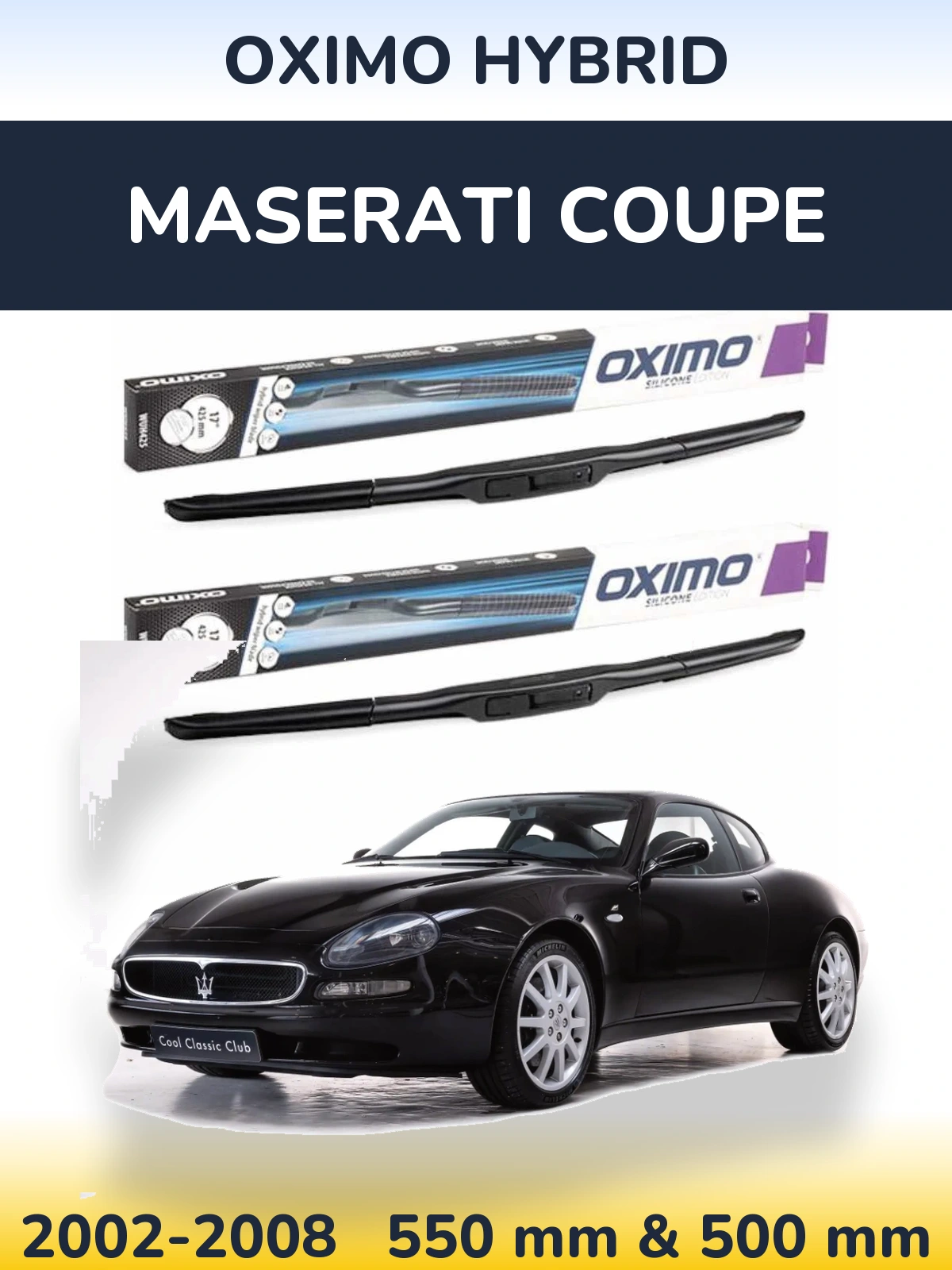 Комплект передних дворников Oximo Hybrid 550 & 500 мм для Maserati Coupe 2002-2008