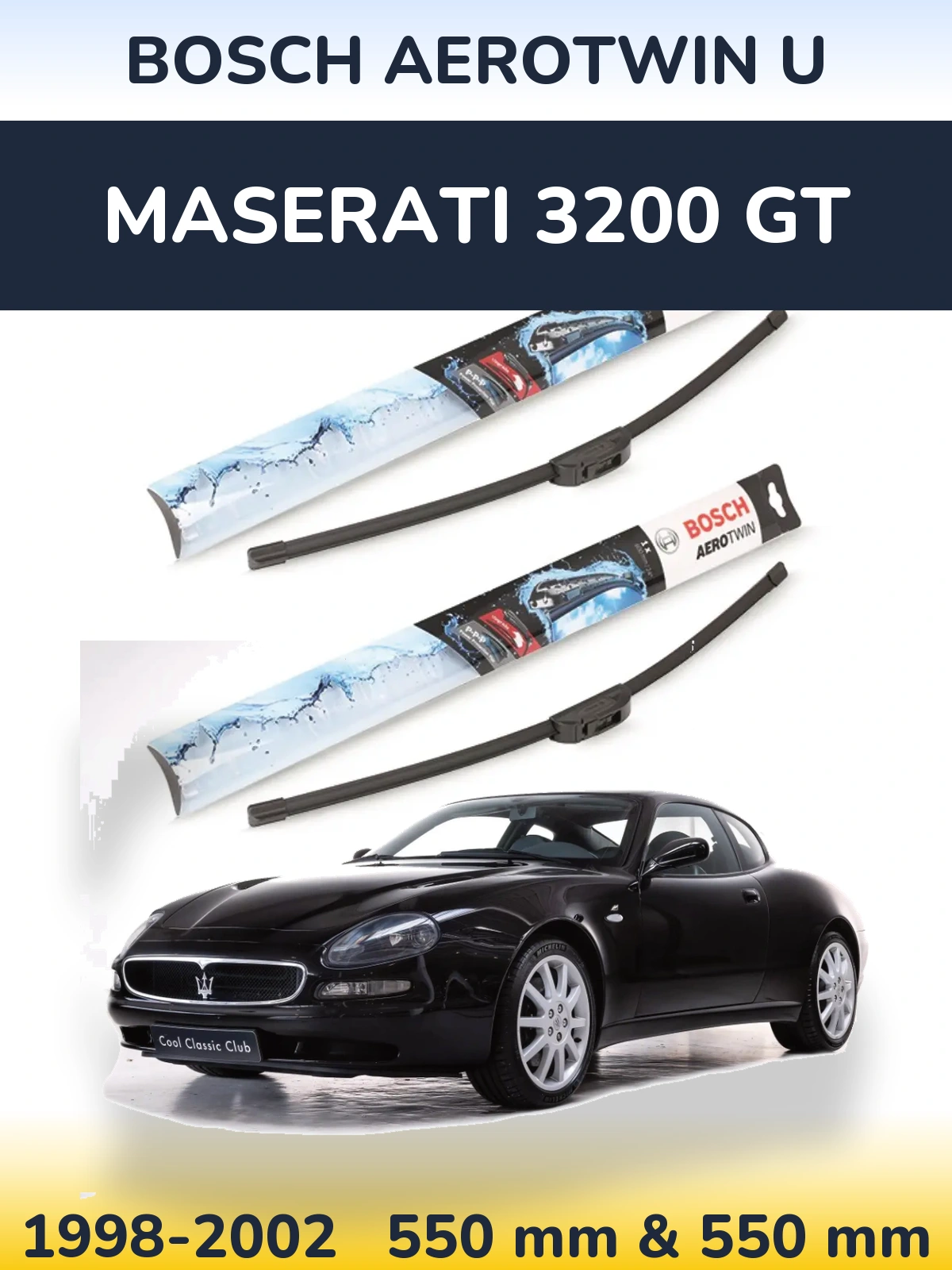 Komplet przednich wycieraczek BOSCH AeroTwin U 550 & 550 mm do Maserati 3200 GT 1998-2002