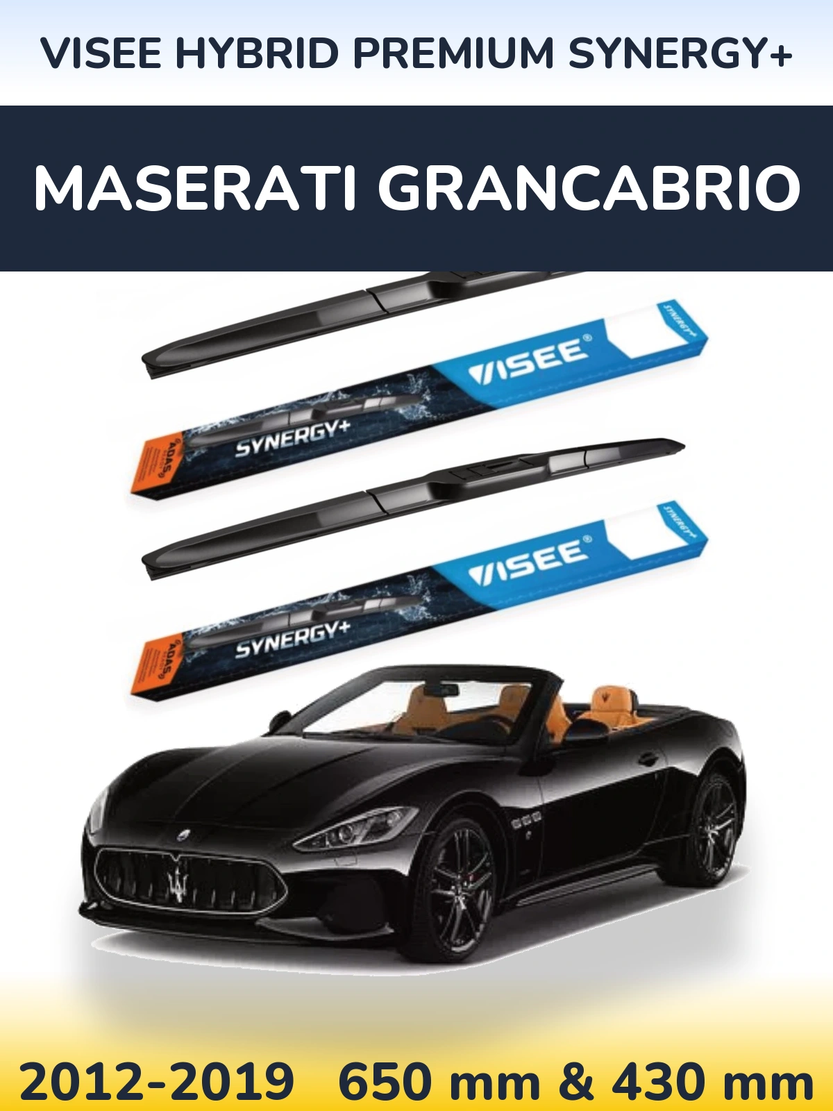Комплект передніх щіток VISEE HYBRID PREMIUM SYNERGY+ 650 & 430 мм для Maserati GranCabrio 2012-2019